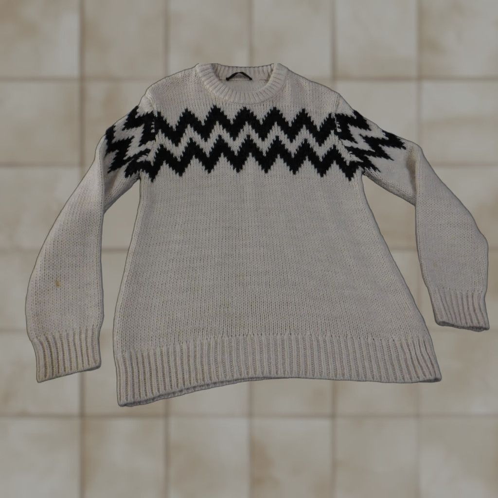 Zara Zara Sweater Crew Neck Geometric Wool Beige Acrylic Knit L Men Pullover Casual Regular Vintage? No Size US L / EU 52-54 / 3 - 1 Thumbnail