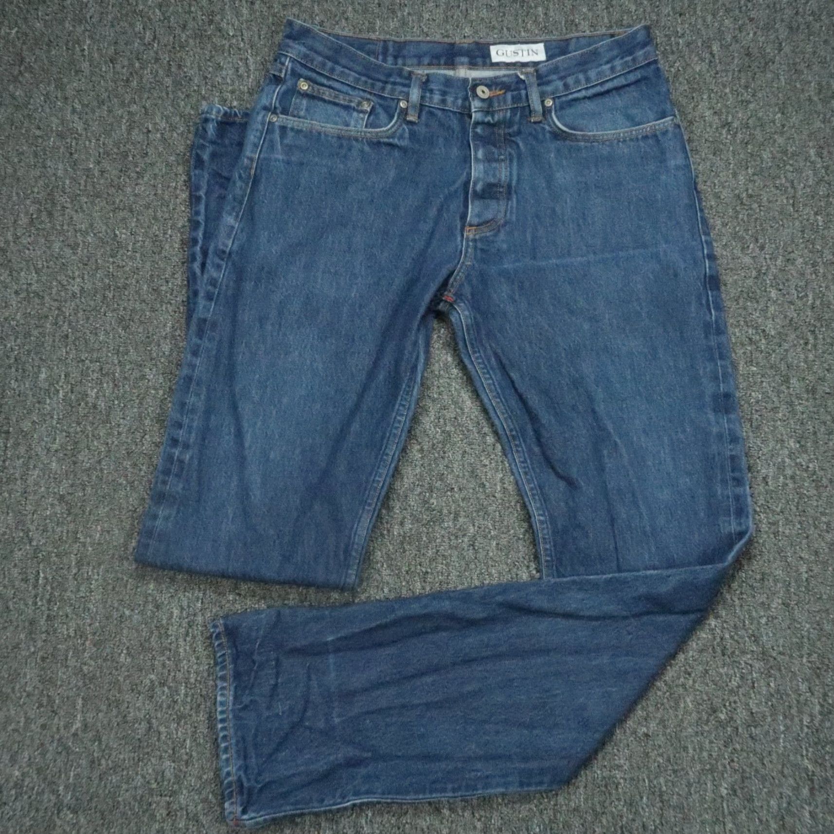 Gustin Gustin Jeans Mens 32x34 Blue California Straight Selvedge 5 Pocket Button Fly Size US 32 / EU 48 - 2 Thumbnail