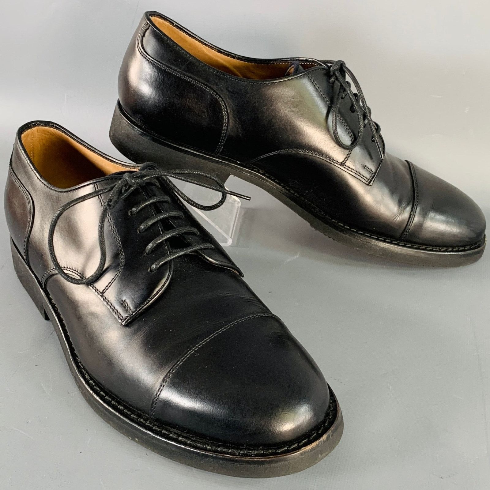 Brunello Cucinelli Size 8 Black Leather Cap Toe Derby Lace-Up Shoes Size US 8 / EU 41 - 1 Thumbnail