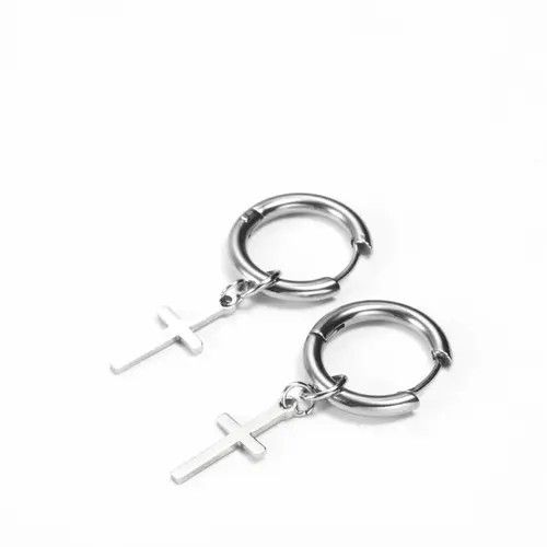VIBE Silver Cross Men's Earrings Size ONE SIZE - 8 Thumbnail