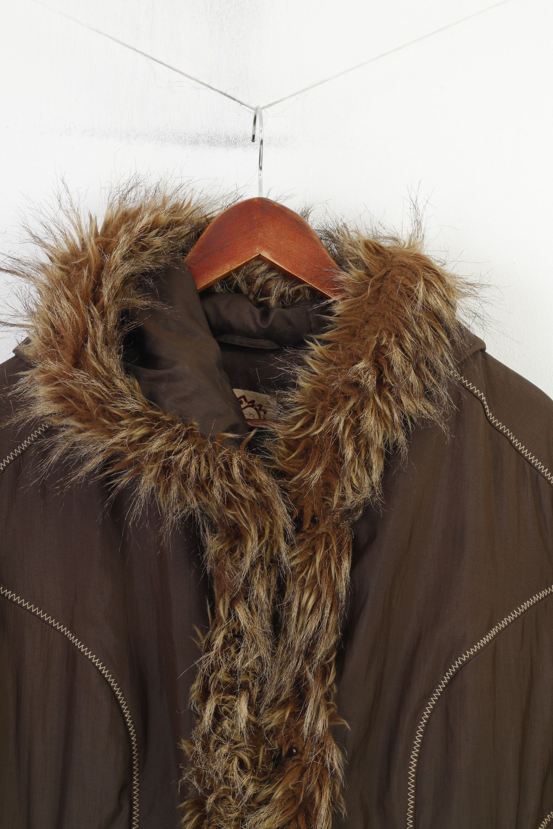 Vintage Ozzo Women XXL Coat Jacket Brown Padded Fur Hood 0840 Size XXL / US 16-18 / IT 52-54 - 3 Thumbnail