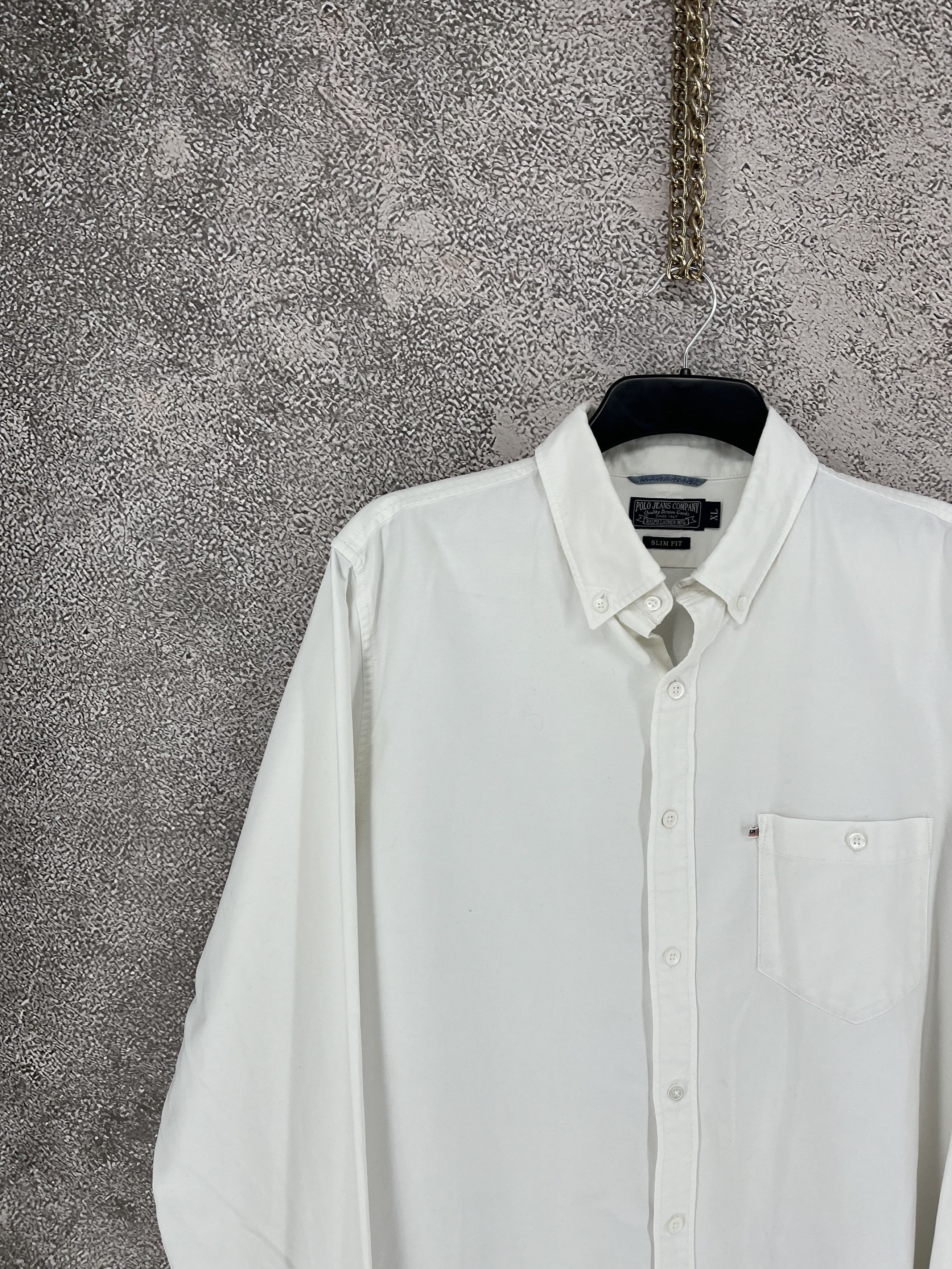 Polo Ralph Lauren Men's Jeans Company Shirt Formal Cotton Casual White Size-XL Size US XL / EU 56 / 4 - 4 Thumbnail