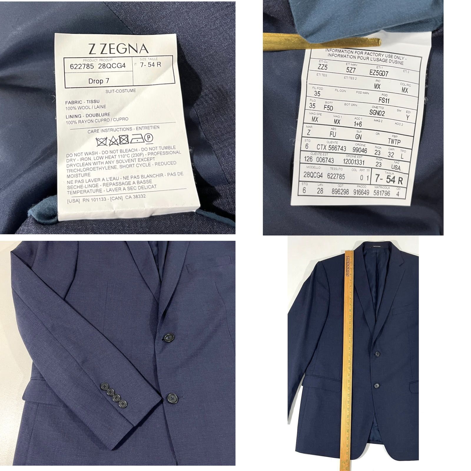 Ermenegildo Zegna Ermenegildo Zegna Z Zegna Wool Suit Jacket Navy 44R Regular Men's Jacket Two-Button Navy Z Zegna 54R US 44R Vintage/Classic Men’s Suit Jacket Size 42R - 9 Thumbnail