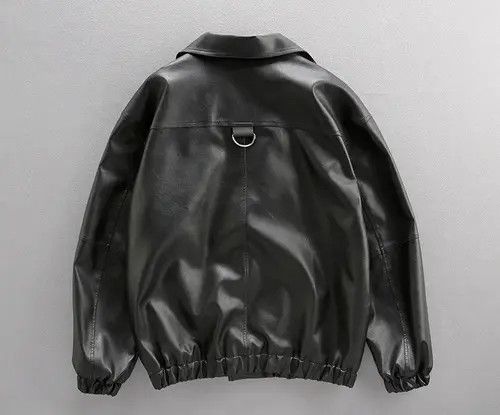 VIBE Oversized waterproof PU leather Jacket zipper loose y2k Size US L / EU 52-54 / 3 - 3 Thumbnail