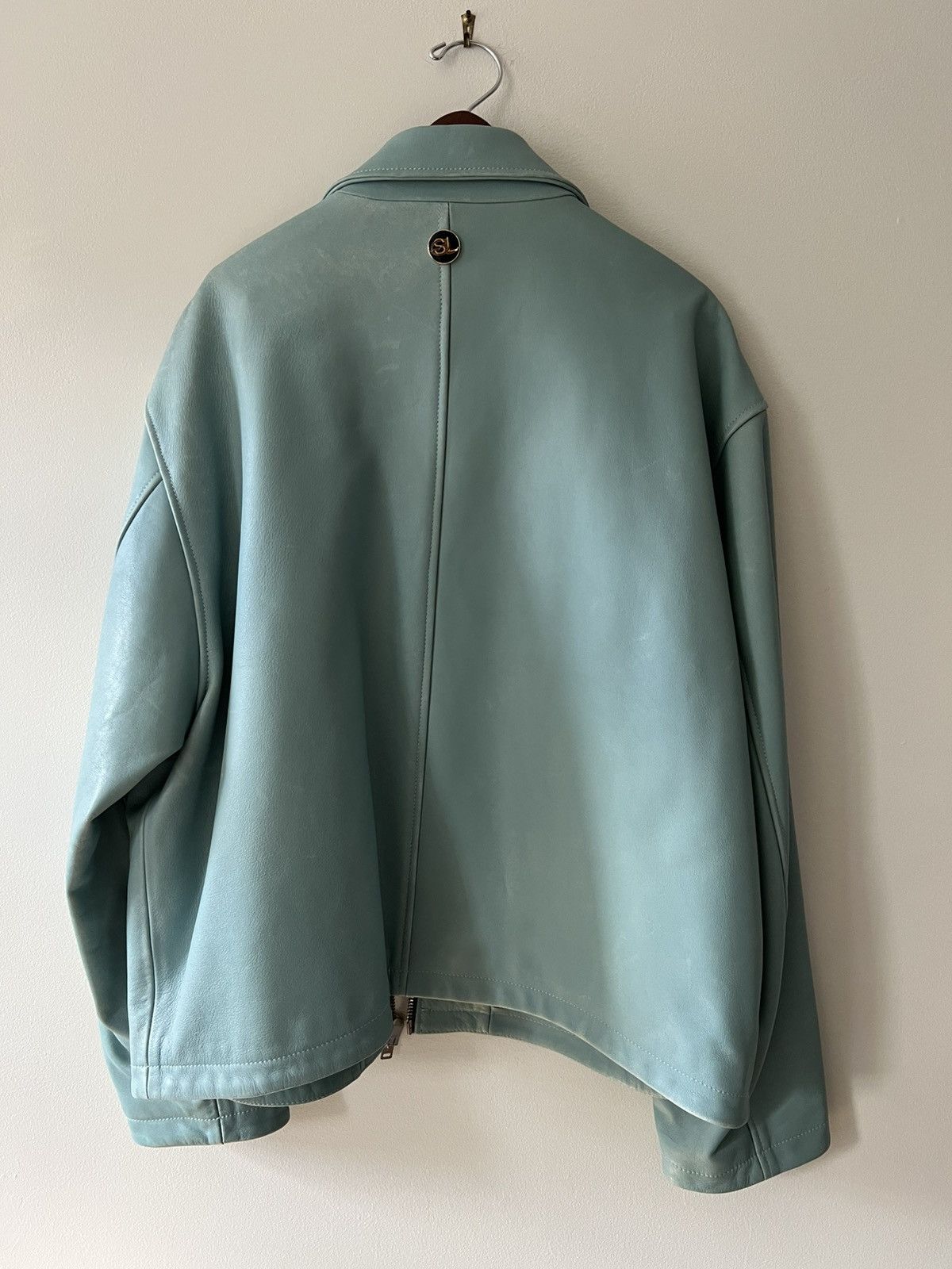 Second/Layer Cropped Leather Jacket in light blue Size US XL / EU 56 / 4 - 7 Thumbnail
