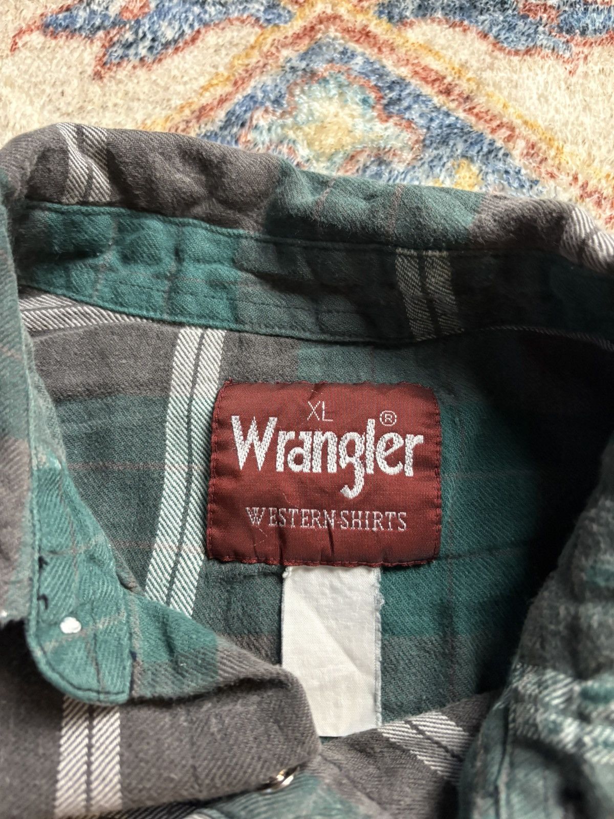 Wrangler Vintage Wrangler Pearl Snap Flannel Shirt Size XL Size US XL / EU 56 / 4 - 3 Thumbnail