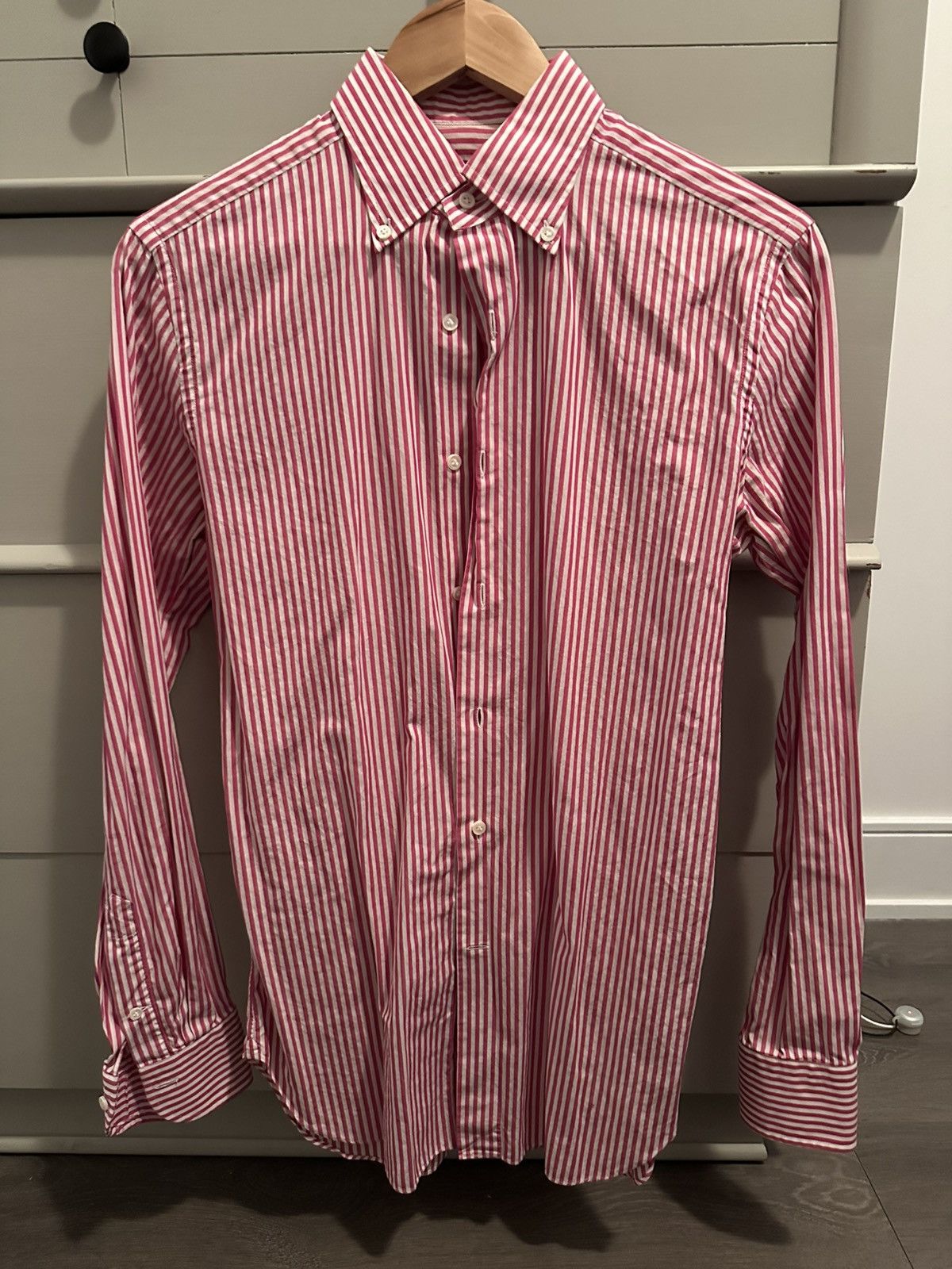 Berg & Berg $350 French Stripe Button Down (15/38) Size US M / EU 48-50 / 2 - 1 Thumbnail