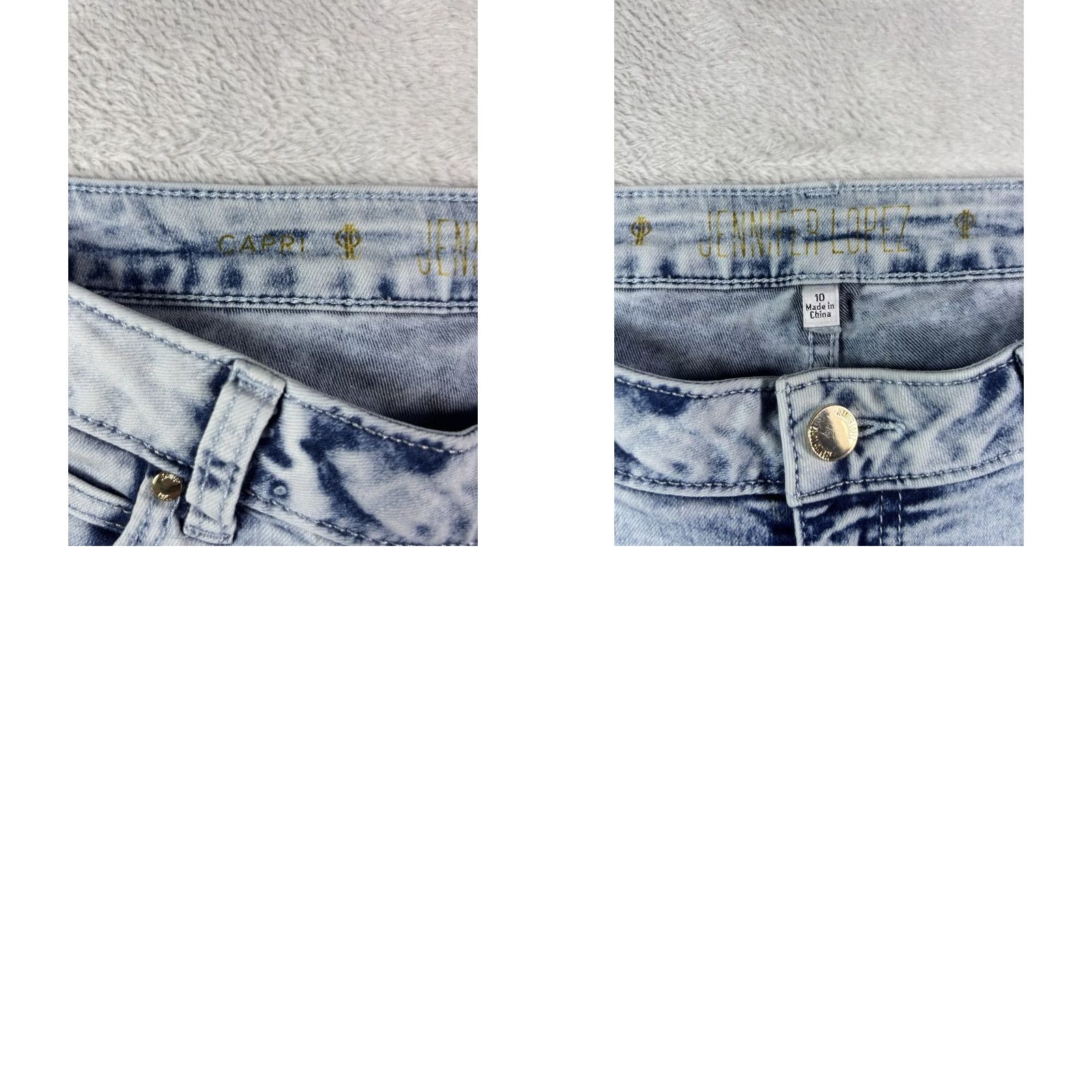 Vintage Jennifer Lopez Jeans Women's Capri Tie Dye Blue White Light Wash Size 10 Size 32" / US 10 / IT 46 - 8 Thumbnail