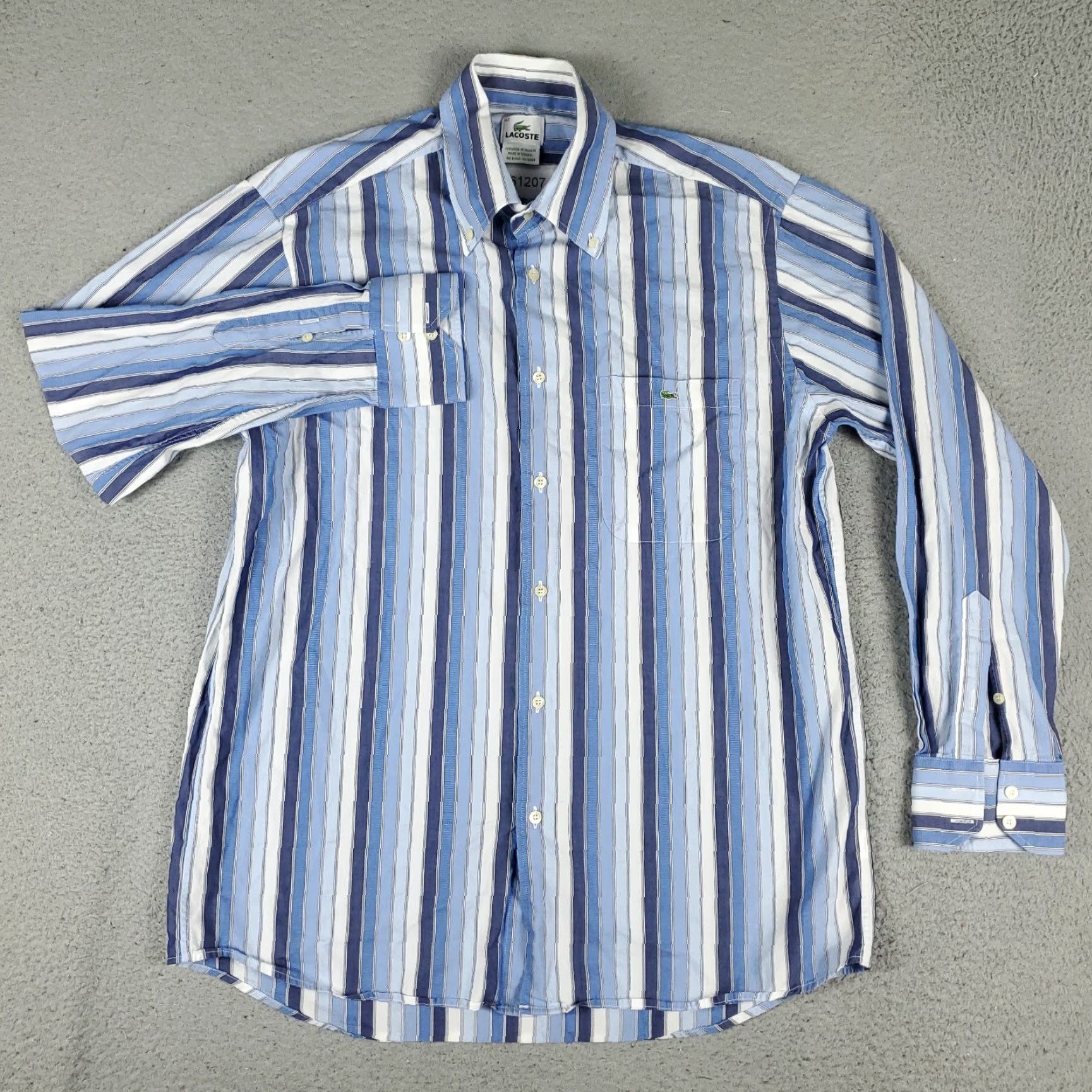 Lacoste Lacoste Button-Up Shirt Mens Size 42 Blue Striped Long Sleeve Casual Modern Size US XL / EU 56 / 4 - 2 Thumbnail