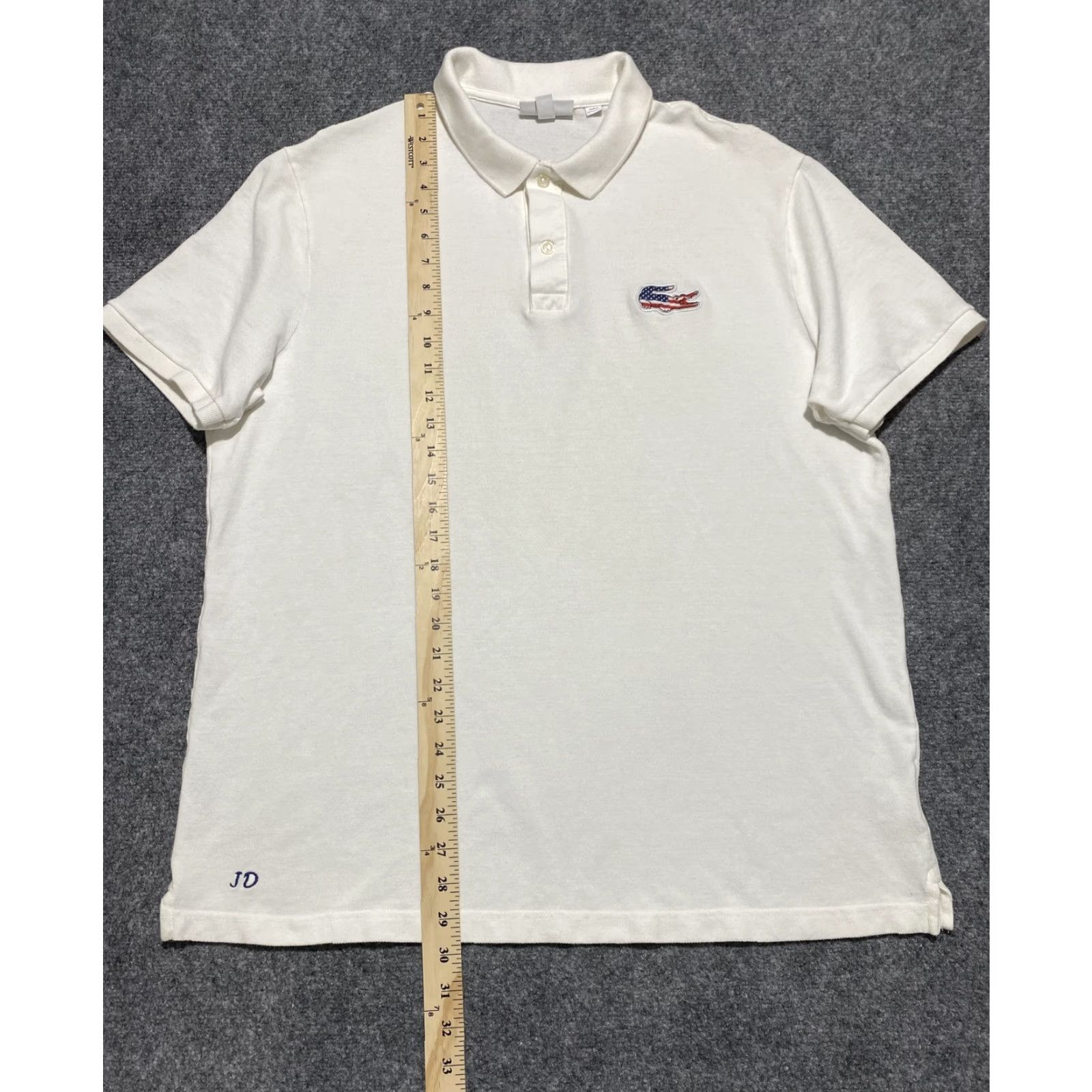 Lacoste Lacoste Polo Shirt Mens 4XL White Slim Fit American Flag Croc Embroidered Logo Shirt Size US XXL / EU 58 / 5 - 6 Thumbnail