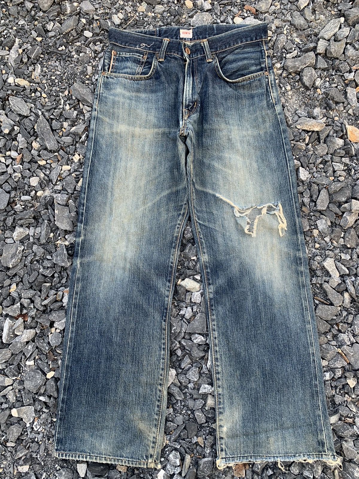 VINTAGE EDWIN 505Z SELVEDGE JAPANESE RUSTY DISTRESSED DENIM
