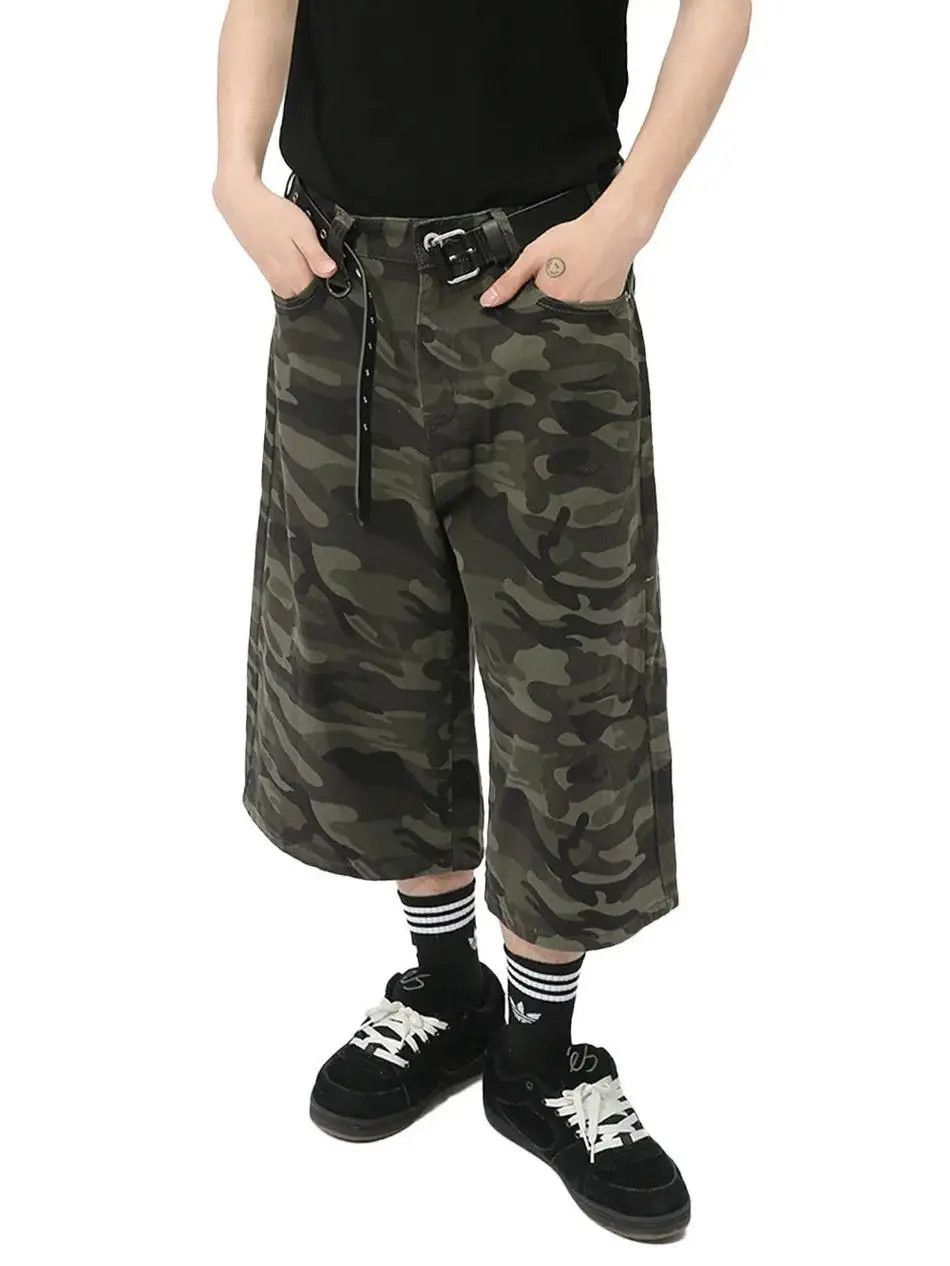 Japanese Brand Retro camouflage wide leg denim shorts Size US 32 / EU 48 - 2 Thumbnail