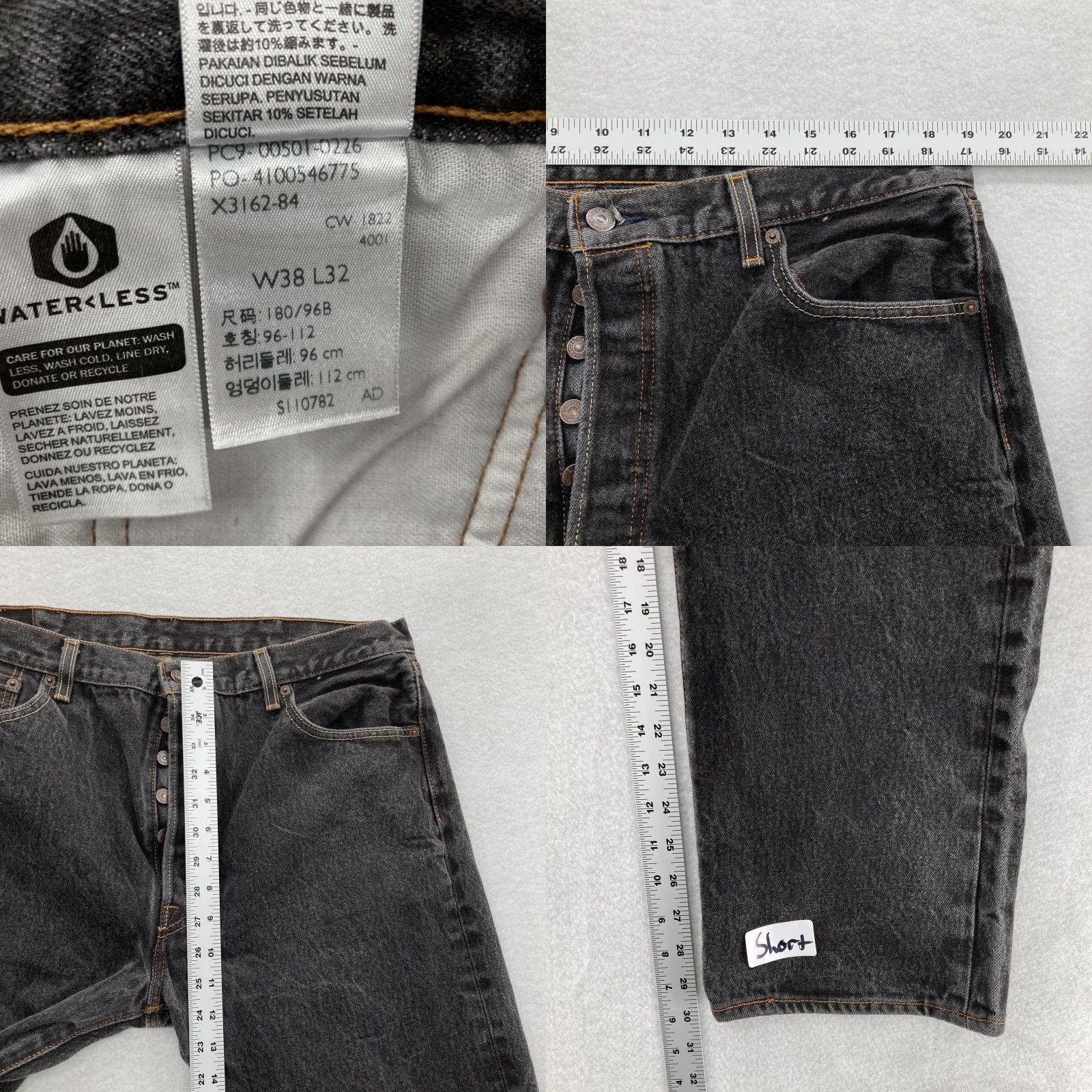 Levi's VINTAGE Levi's 501 Jeans Mens 38x30 Original Button Fly Straight Black Denim Y2K Mens Reg 38 Inseam 30 Size US 38 / EU 54 - 8 Thumbnail