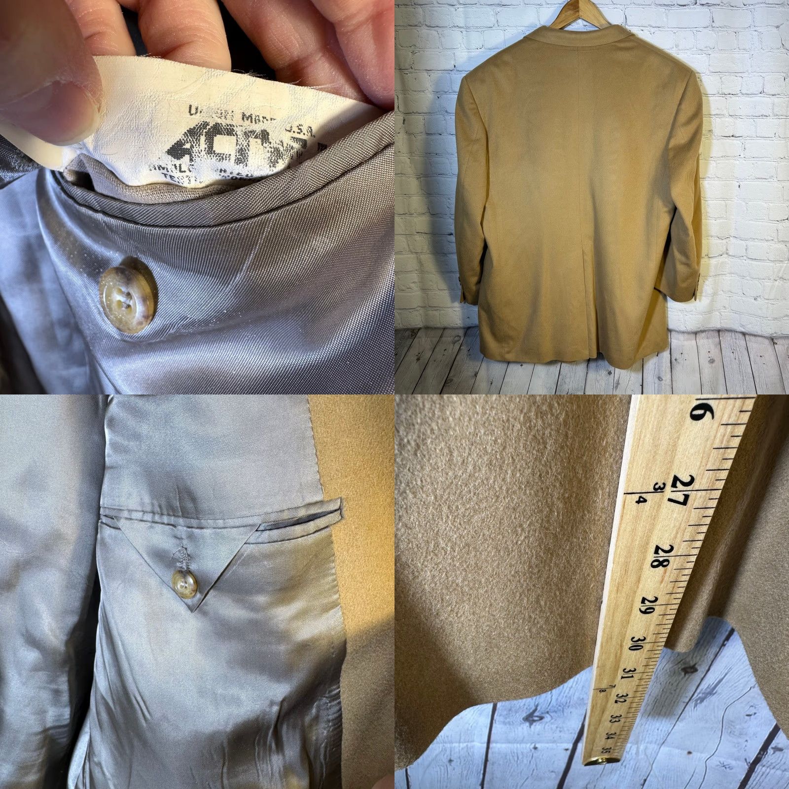 Nordstrom Nordstrom Loro Piana 100% Cashmere Sport Coat Blazer Mens 48R Camel Beige Two-Button Notch Lapel Classic Coat, USA Made Size 48R - 8 Thumbnail