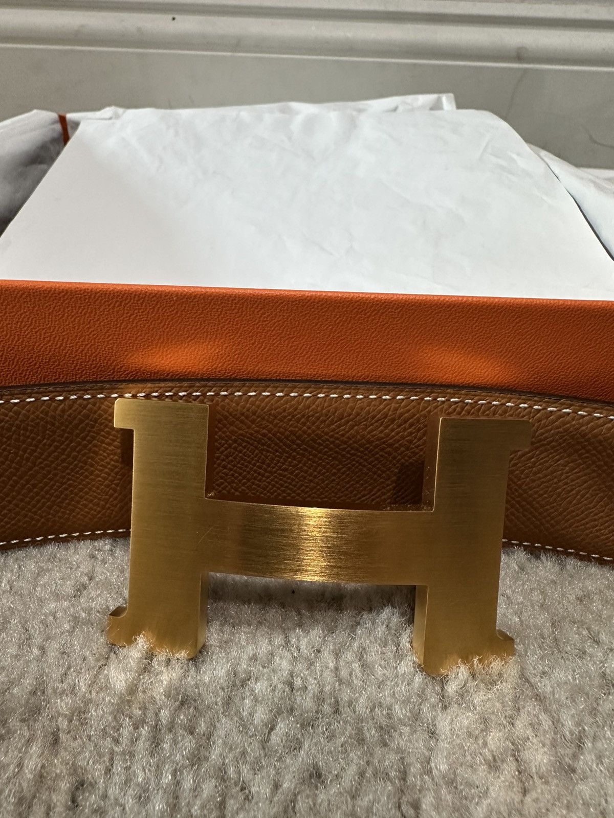 Hermes Hermès H Belt Buckle & Reversible Leather Strap 42MM Size 34 - 4 Thumbnail