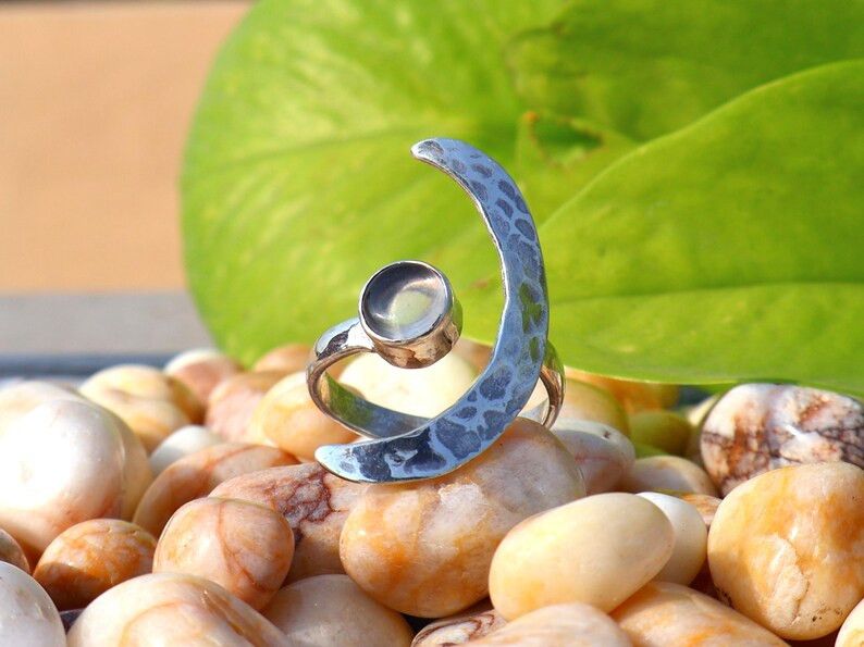 Handmade Crystal Quartz Ring, 925 Silver Ring, Handmade Open Jewelry, Size ONE SIZE - 2 Thumbnail