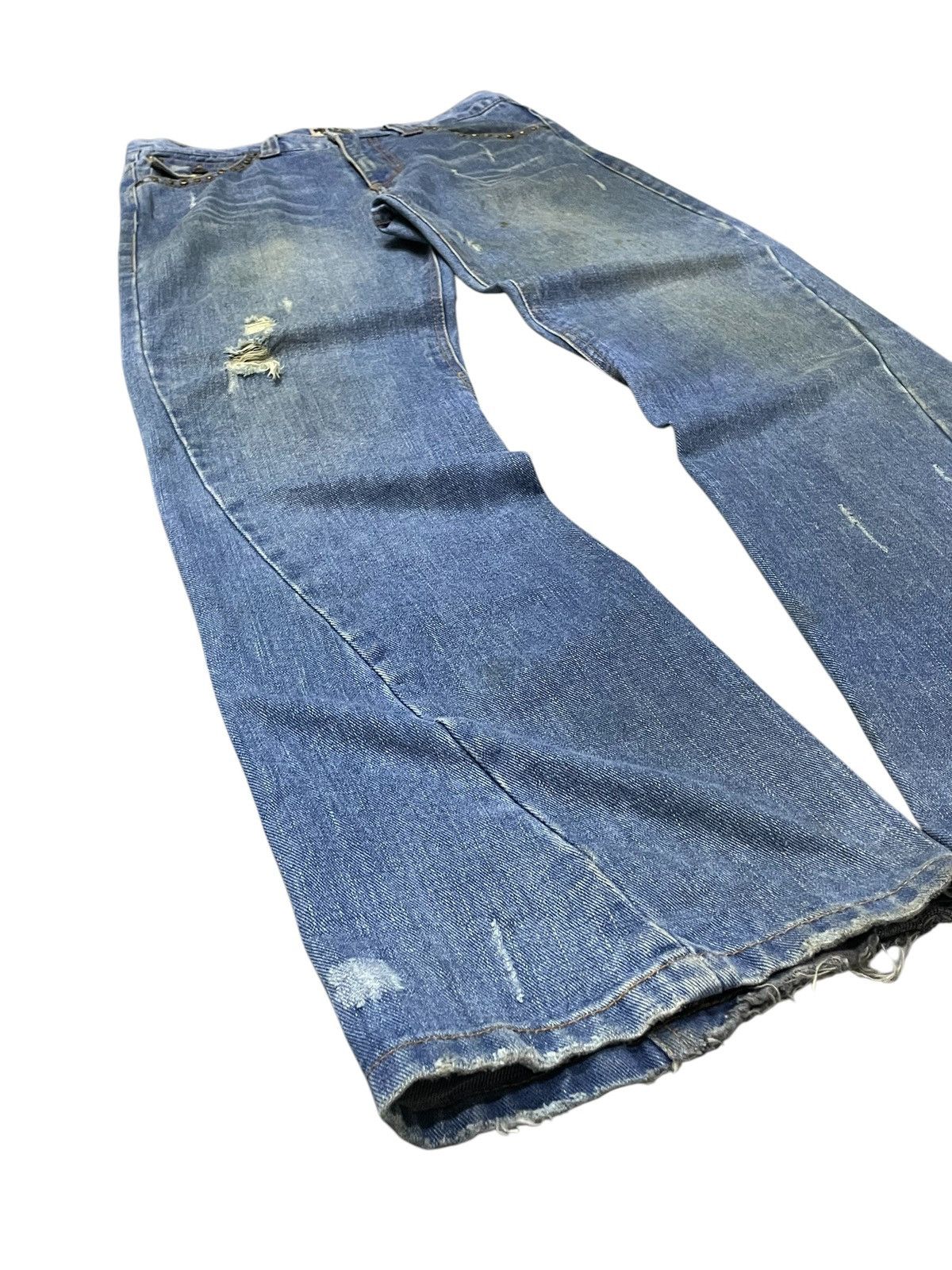 Japanese Brand × Le Grande Bleu (L.G.B.) × Tornado Mart Nylaus Japan Spiral Flare Studded Rhinestones Muddy Jeans Size US 32 / EU 48 - 13 Thumbnail