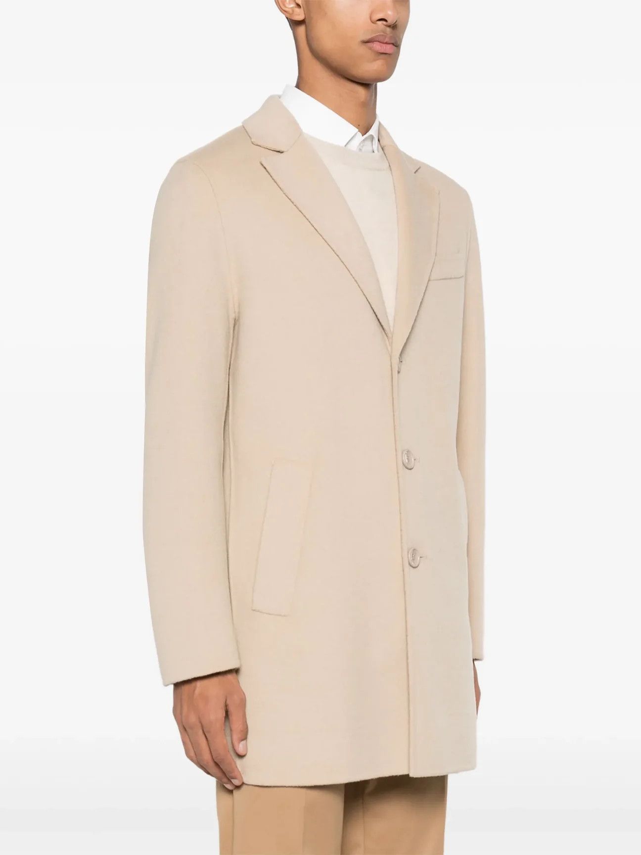 Other Paltò Mens Cream Geraldo Single Breasted Coat Size US L / EU 52-54 / 3 - 2 Thumbnail