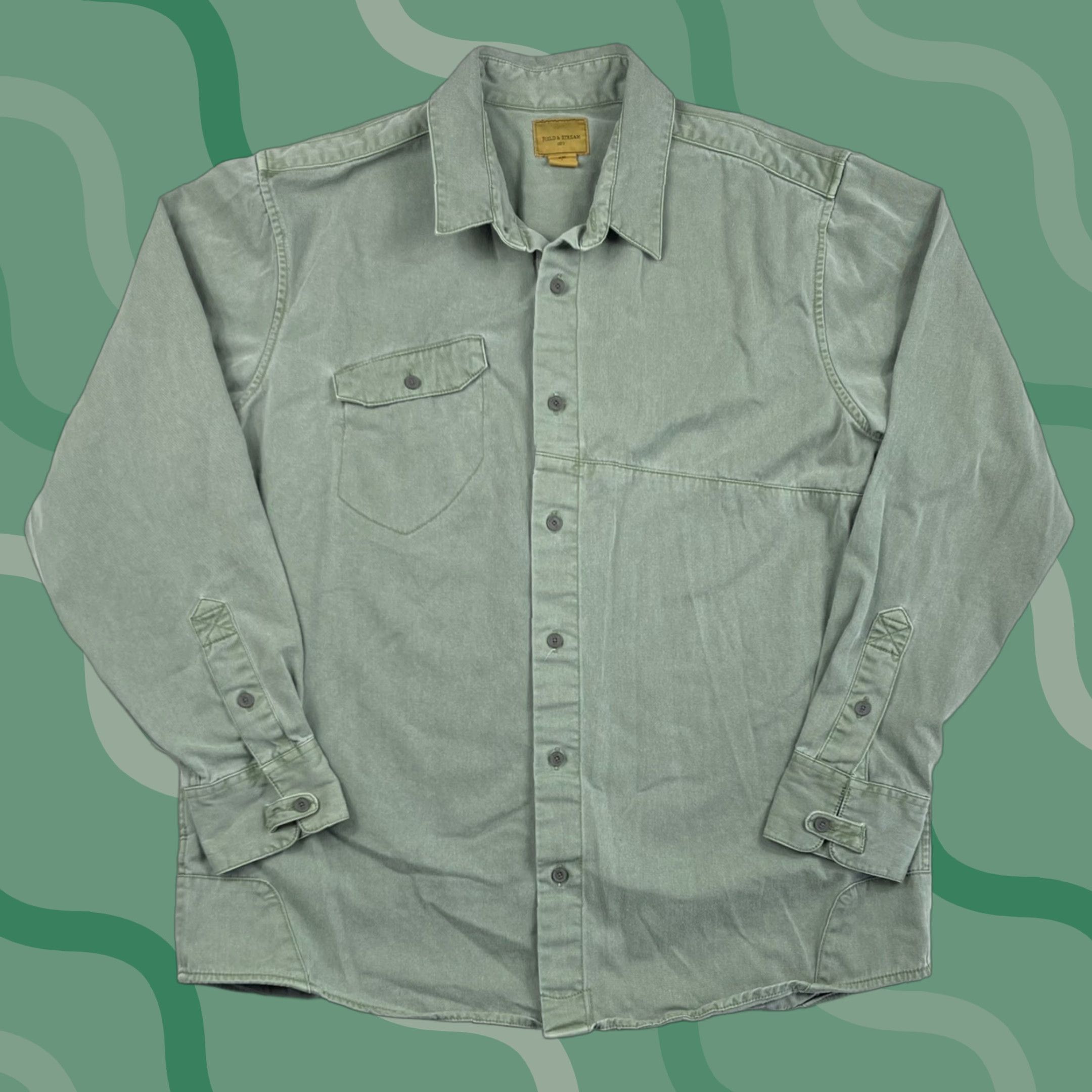 Vintage Field & Stream Men's Canvas Fishing Button Up Shirt Long Sleeve Casual Green Size L Size US L / EU 52-54 / 3 - 1 Thumbnail