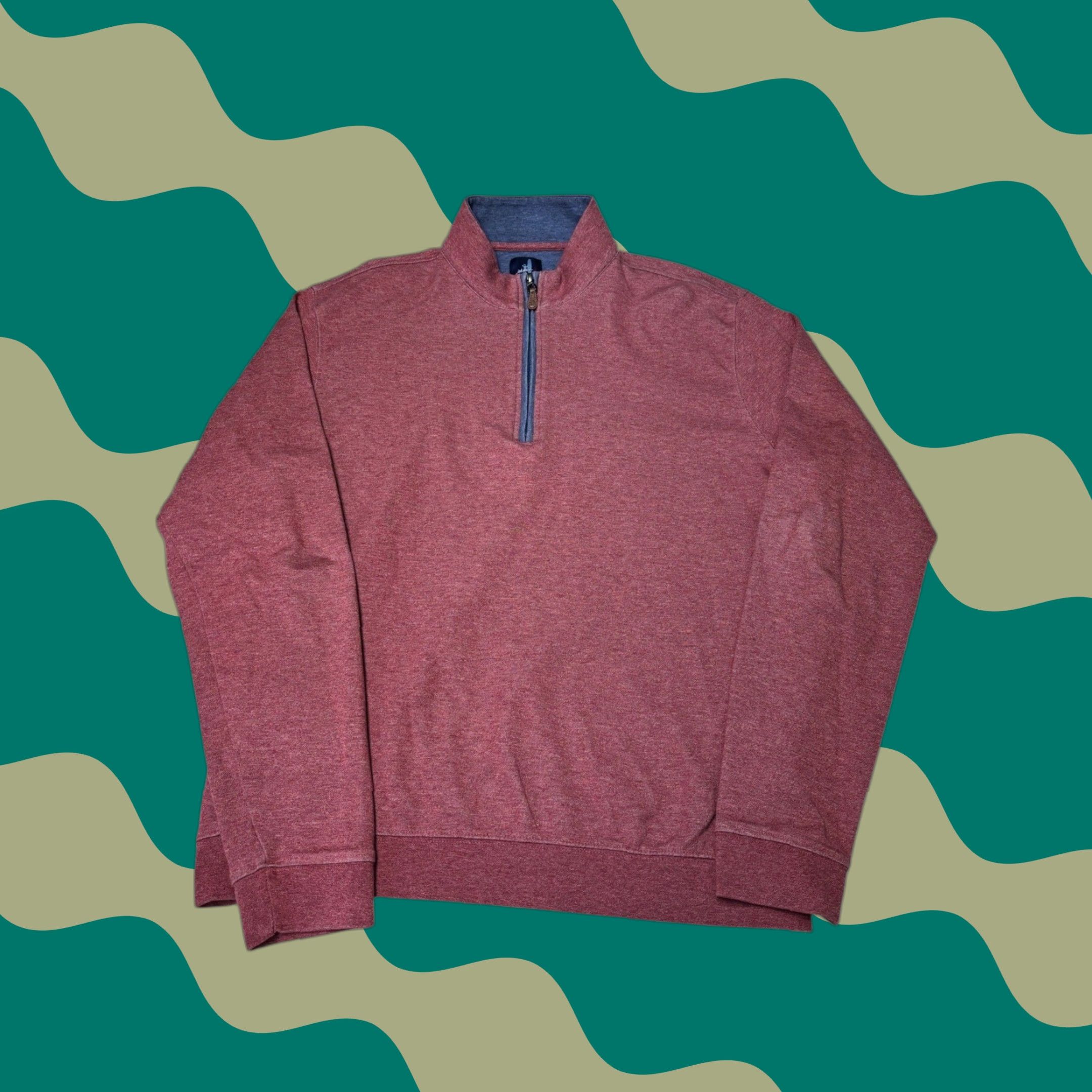 johnnie-O Johnnie-O Santa Monica Quarter Zip Pullover Sweater Heather Red Medium Cotton Size US M / EU 48-50 / 2 - 1 Thumbnail