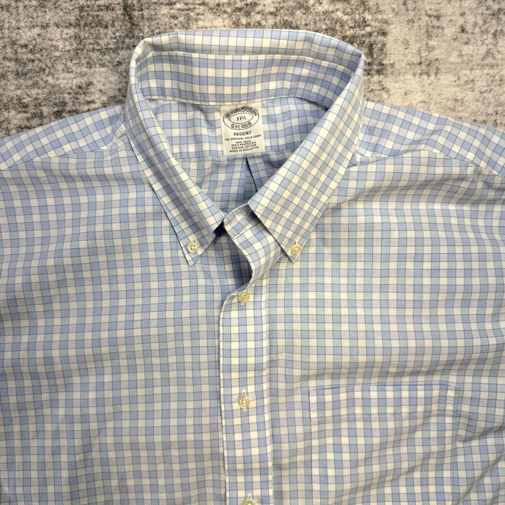 Brooks Brothers Brooks Brothers Shirt Mens 17.5 Blue White Checkered Regent Supima Cotton Preppy Size US XXL / EU 58 / 5 - 5 Thumbnail