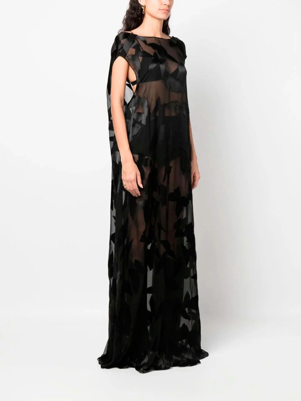 Saint Laurent Paris o1s1wg111124 756950 Long Dress in Dévoré Butterfly Muslin Size M / US 6-8 / IT 42-44 - 3 Thumbnail