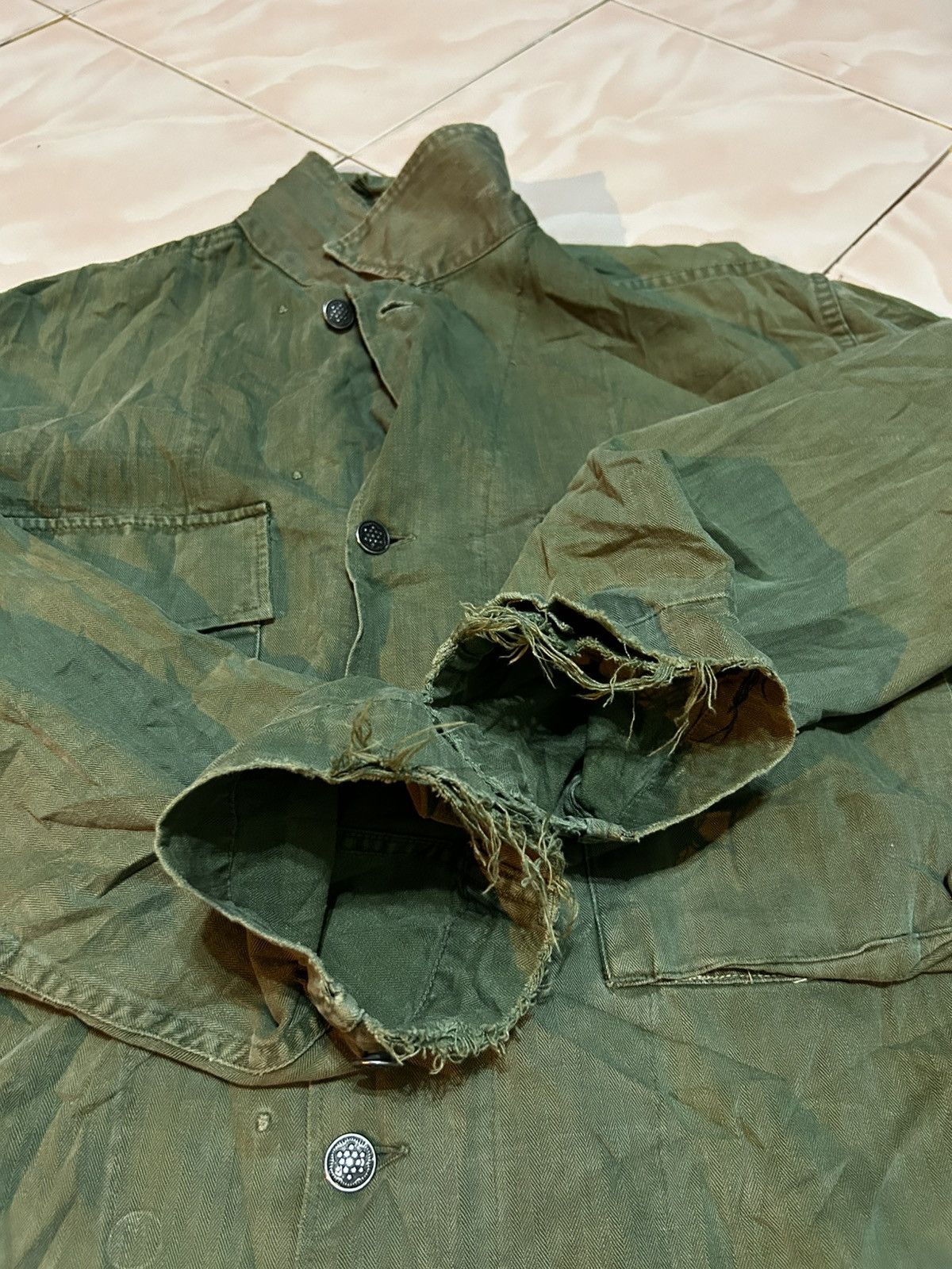 Vintage Vintage 40’s WW2 US ARMY HBT 13 STARS MILITARY SHIRT Size US L / EU 52-54 / 3 - 8 Thumbnail