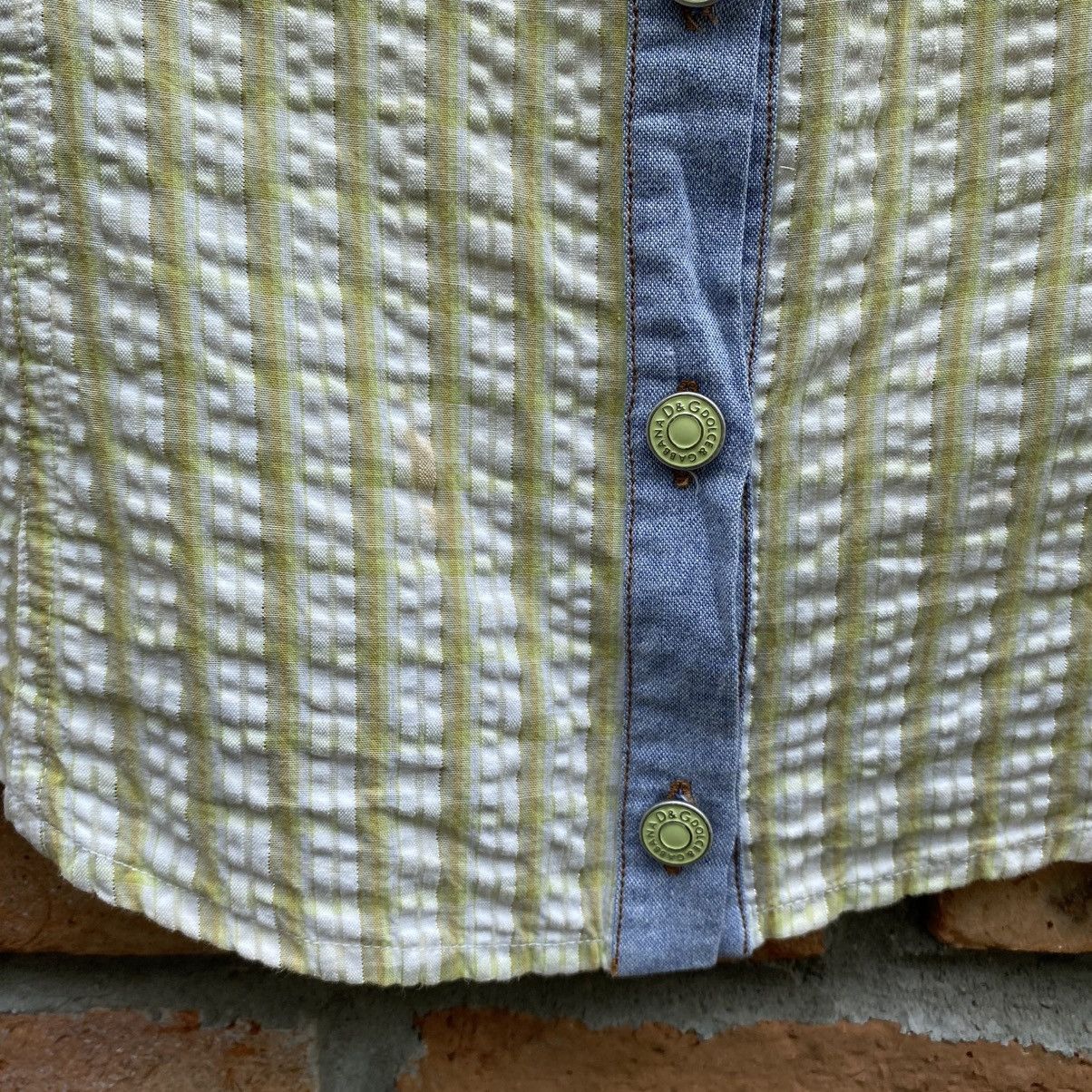 Dolce & Gabbana D&G Green Stripe Sleeveless Blouse with Denim Collar Size M / US 6-8 / IT 42-44 - 13 Thumbnail