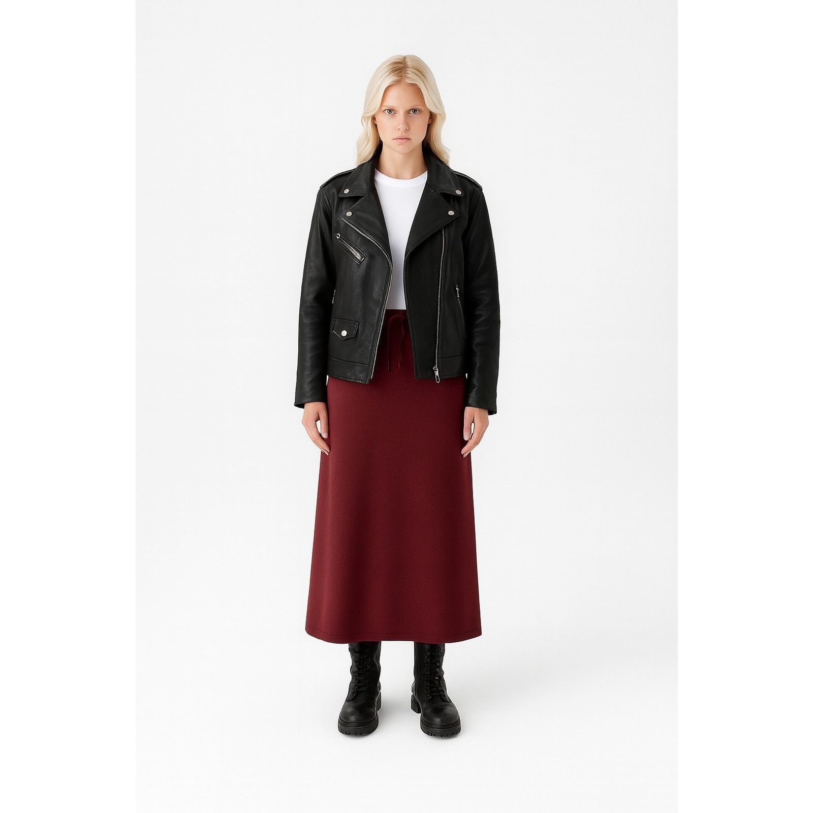 Other Yansi Fugel 100% Cashmere Maxi Skirt Burgundy Wine Size XL Size 40" / US 18 - 10 Thumbnail