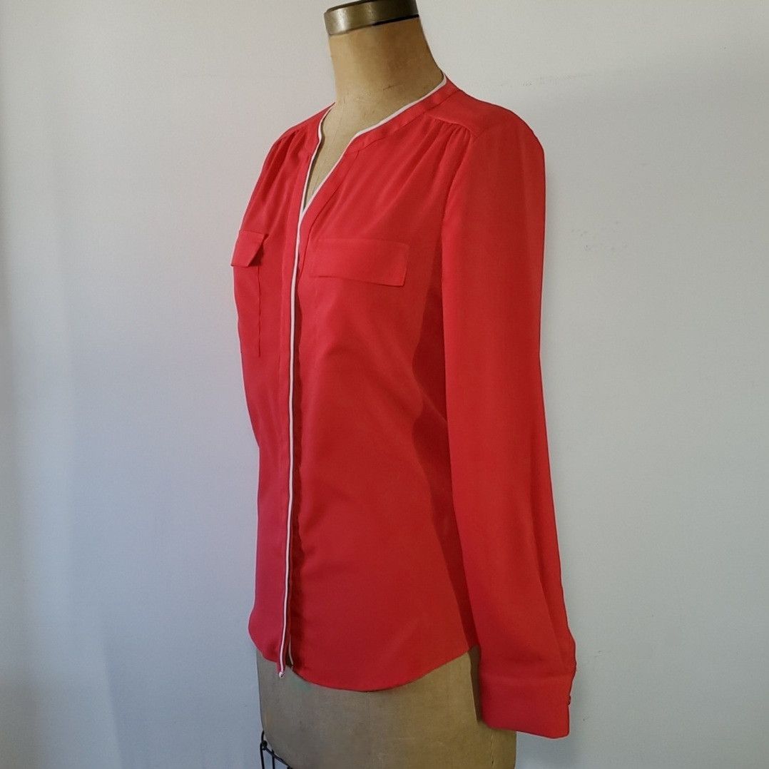 Other Jaclyn Smith Size M NEW Blouse Top Red Chiffon Rouched Long Size M / US 6-8 / IT 42-44 - 3 Thumbnail