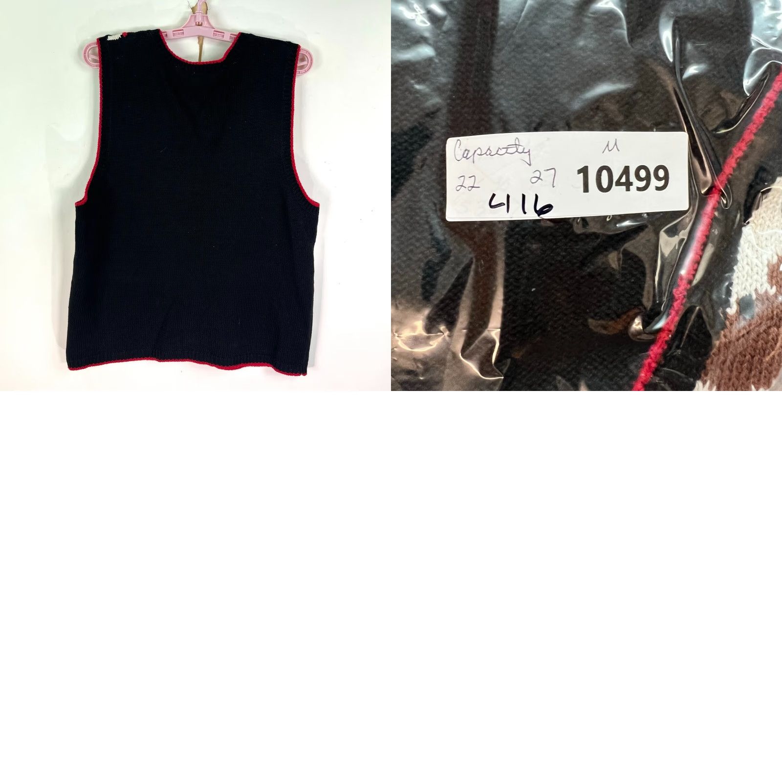 Vintage VINTAGE Capacity Women's Vest Adult Medium Black Dog Bone Knit Sleeveless V-Neck Womens Size M / US 6-8 / IT 42-44 - 8 Thumbnail