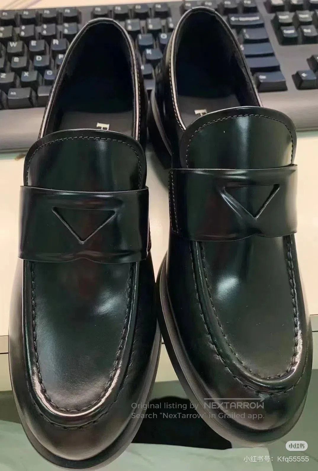 Prada Prada Black Leather Triangle Logo Loafers. Size US 5 / IT 35 - 7 Thumbnail