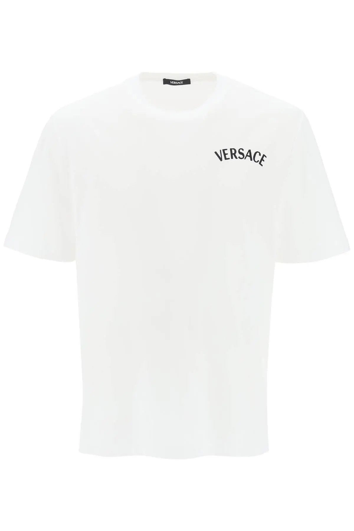 image of Versace O1S22I1N0124 Milano Stamp Crew-Neck T-Shirt In White, Men's (Size Small)