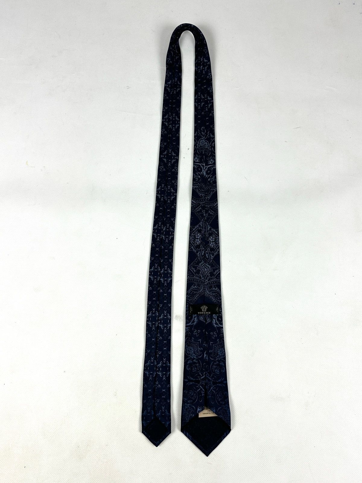Versace Medusa Head Silk Navy Blue Tie