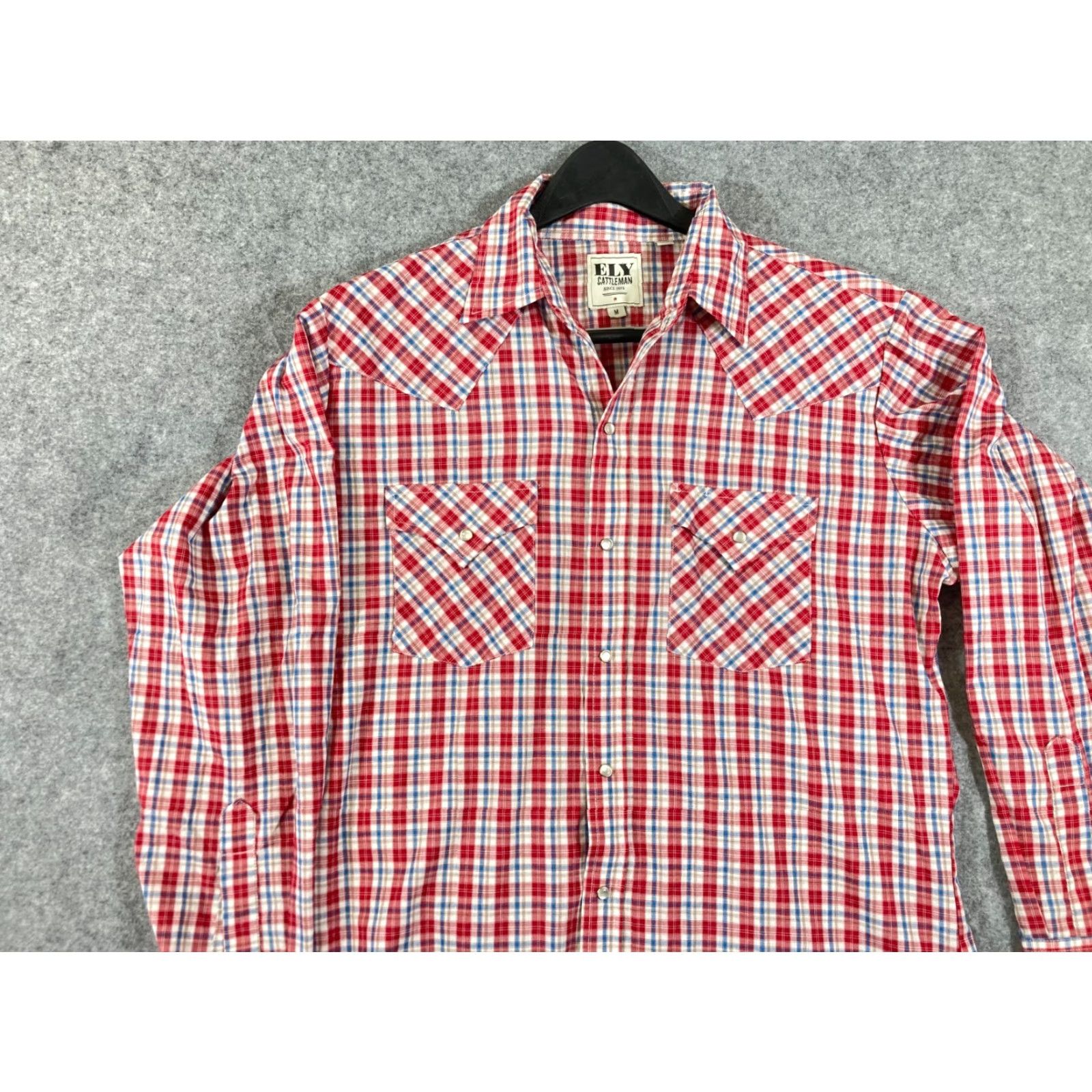 Vintage Ely Cattleman Shirt Mens M Red Blue Plaid Pearl Snap Long Sleeve Pockets Button-Up Western Cowboy Size US M / EU 48-50 / 2 - 3 Thumbnail