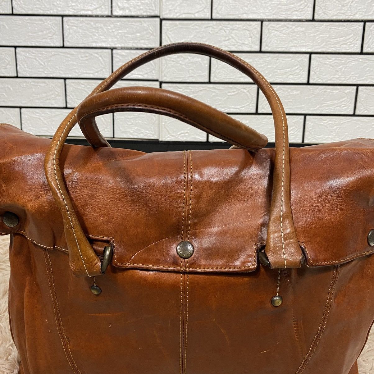 Japanese Brand 📌Vintage Leather Bag Genuine Unison Dept. Size ONE SIZE - 10 Thumbnail