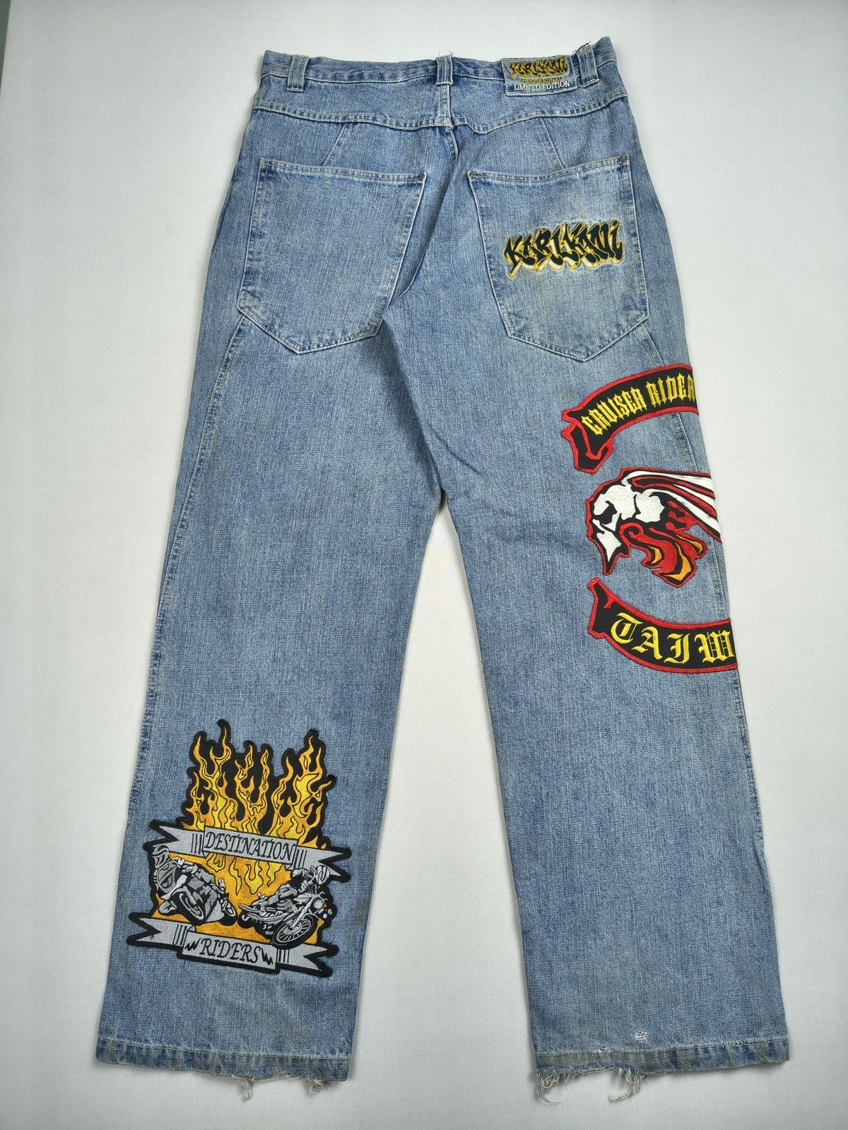Karl Kani Karl Kani Rare Limited Edition Biker Patchwork Y2K Jean(067) Size US 34 / EU 50 - 1 Thumbnail