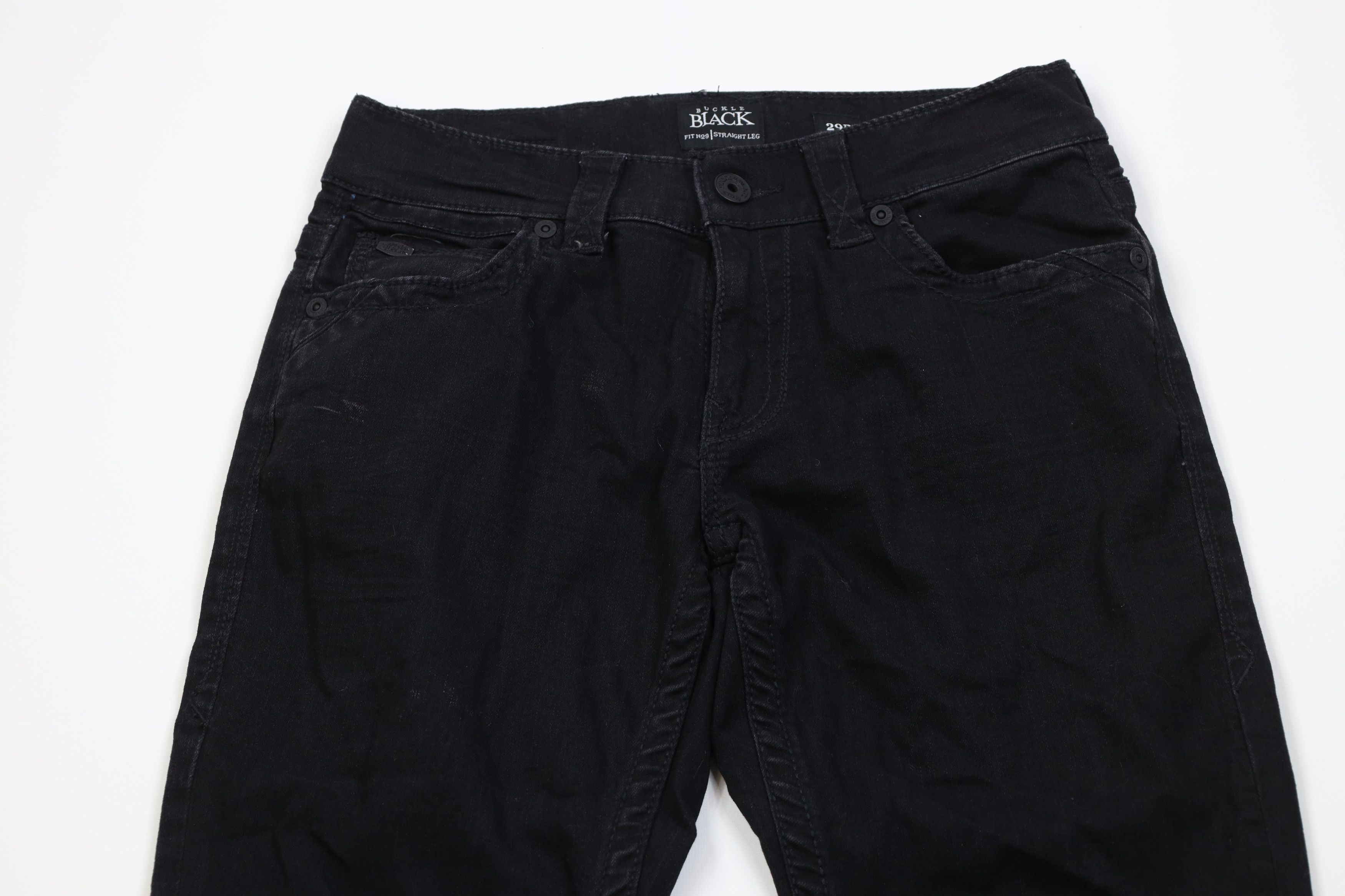 Vintage Buckle Black Thick Stitch Fit No 9 Straight Leg Denim Jeans Size US 29 - 2 Thumbnail