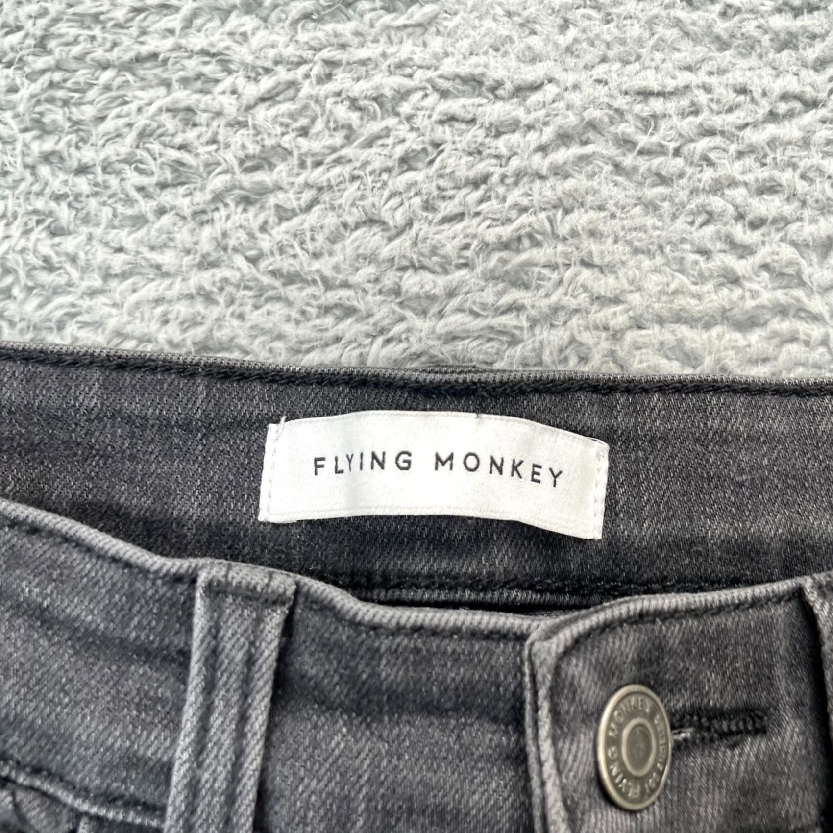 Vintage Flying Monkey Jeans Womens 28x25 Gray Straight Leg Logo Stretch Whiskered Denim Shirt? Size 28" / US 6 / IT 42 - 3 Thumbnail