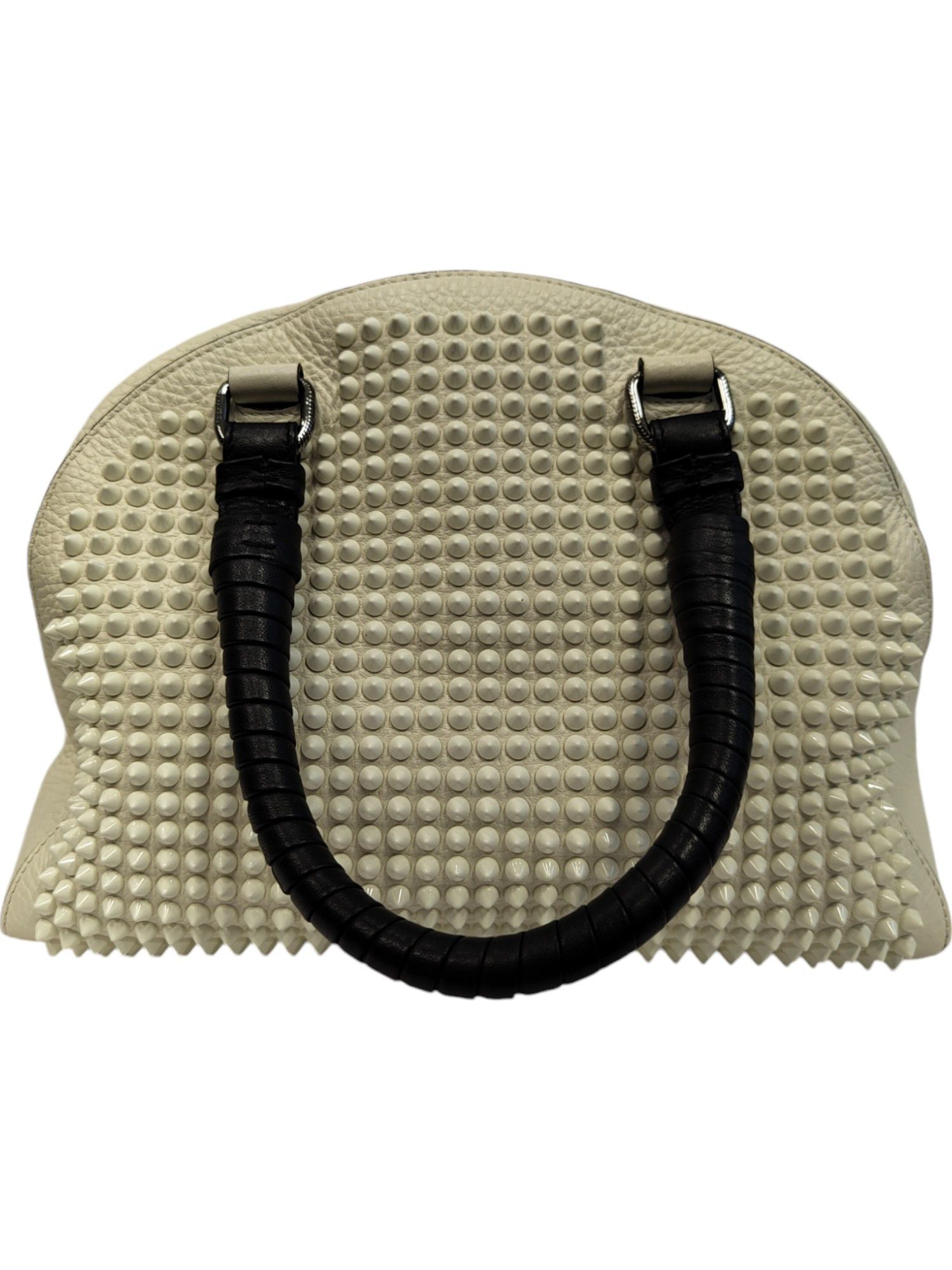 Christian Louboutin Cream White Panettone Spiked Bowler Bag With Black Handle Size ONE SIZE - 2 Thumbnail