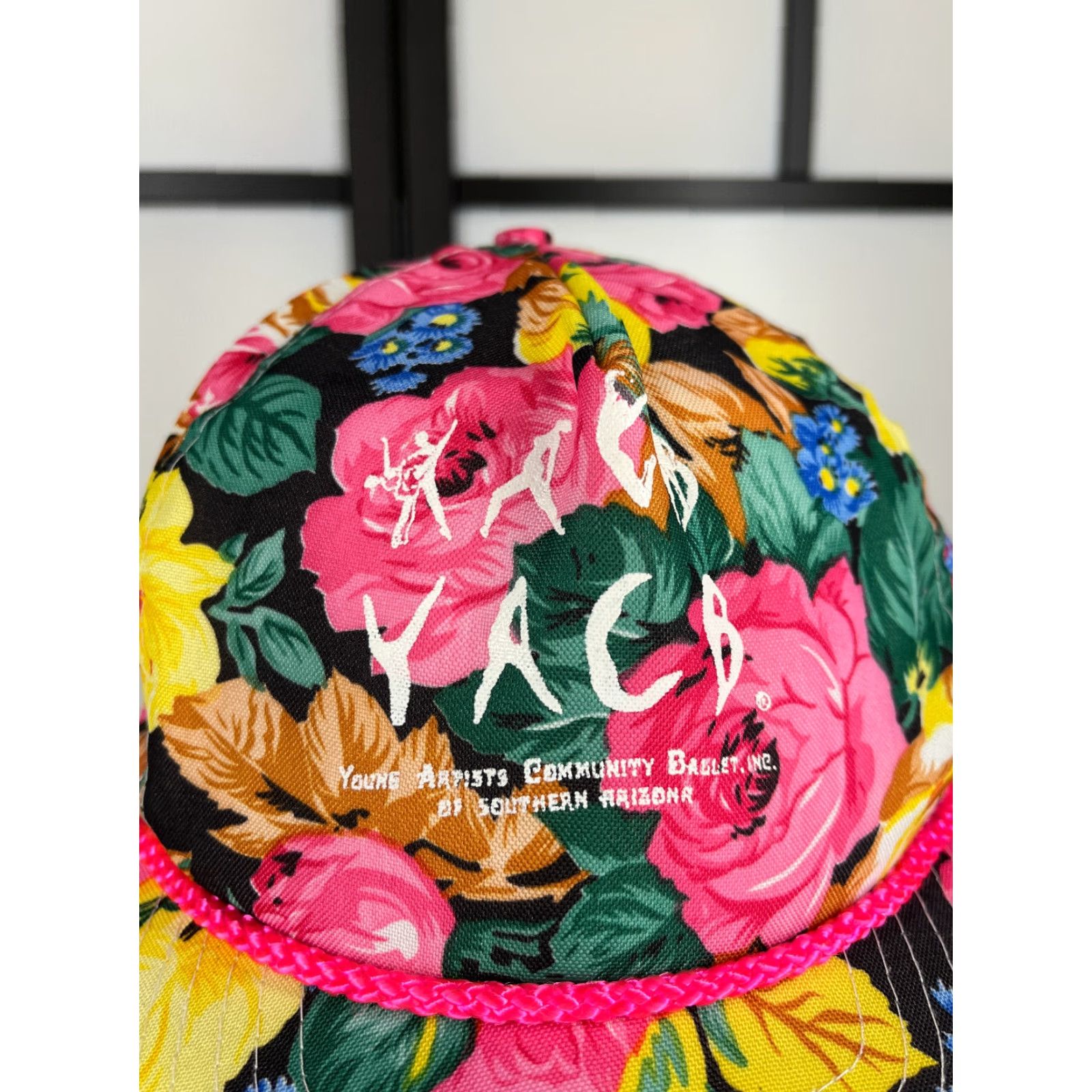 Vintage Pat Headmost Hat Cap Snap Back Adult Pink Floral Hair Community Ballet Young Artists Comunity Arizona Size ONE SIZE - 2 Thumbnail
