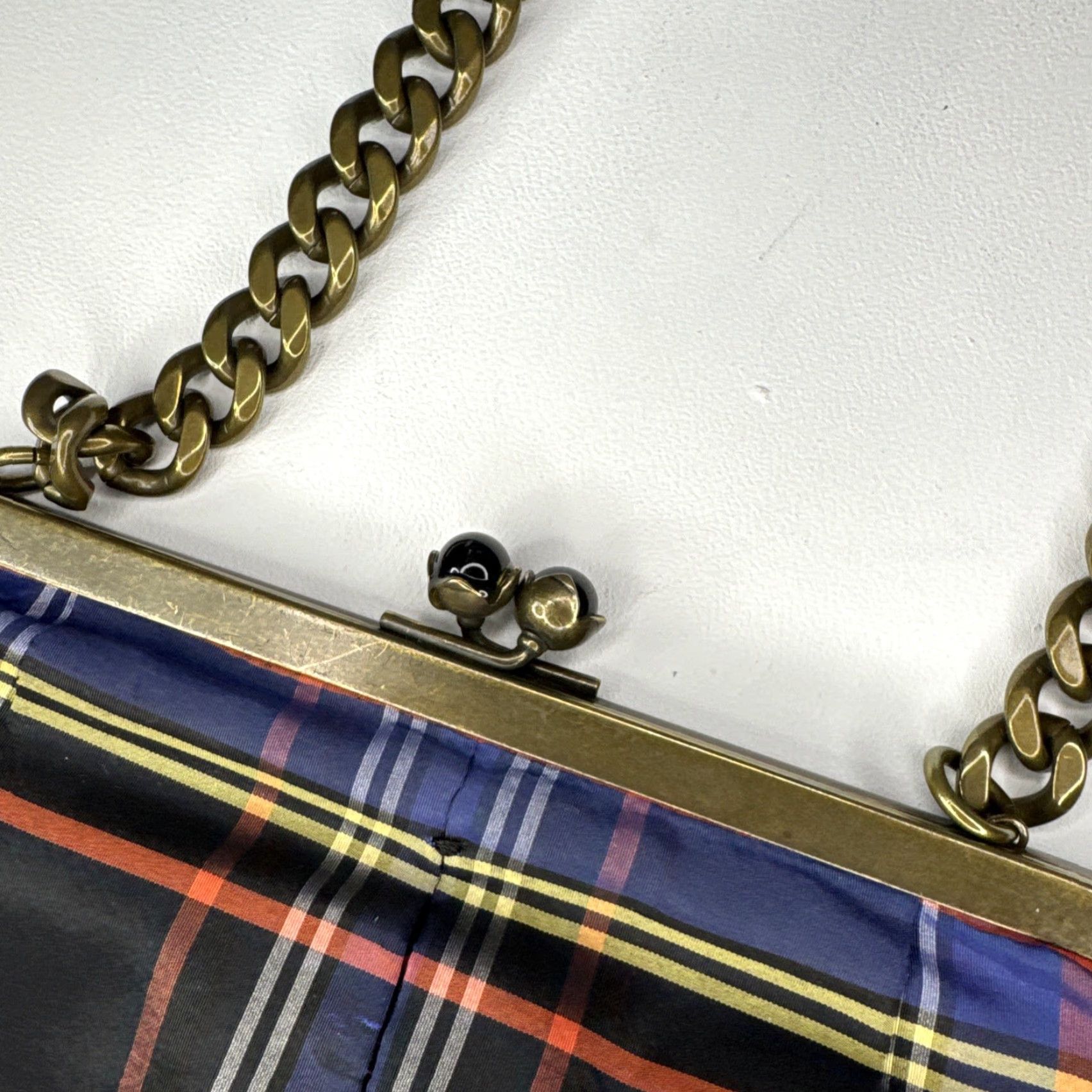 J.Crew J.CREW Clutch Women Plaid Chain Link Purse Bag Multicolor Polyester Size ONE SIZE - 3 Thumbnail