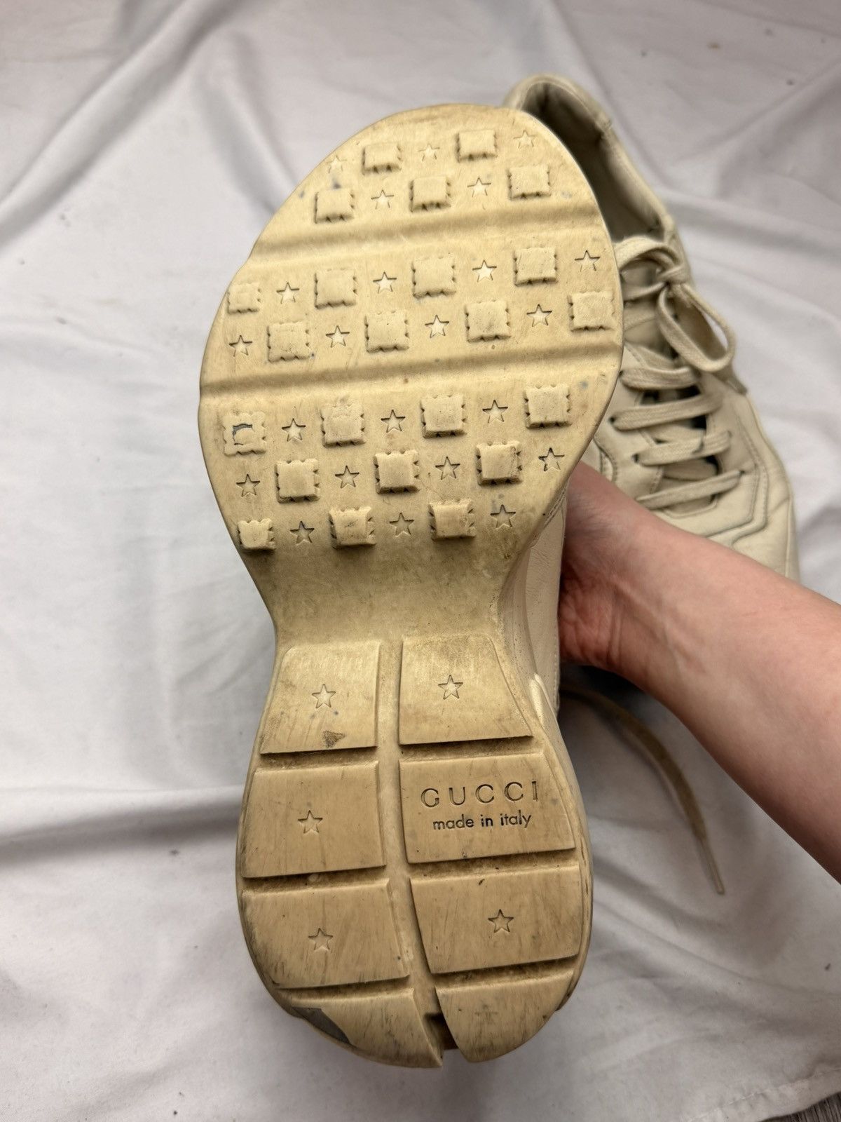 Gucci Gucci Rhyton Leather Sneakers Ivory Off-White Dad Shoes Size US 6.5 / IT 36.5 - 9 Thumbnail