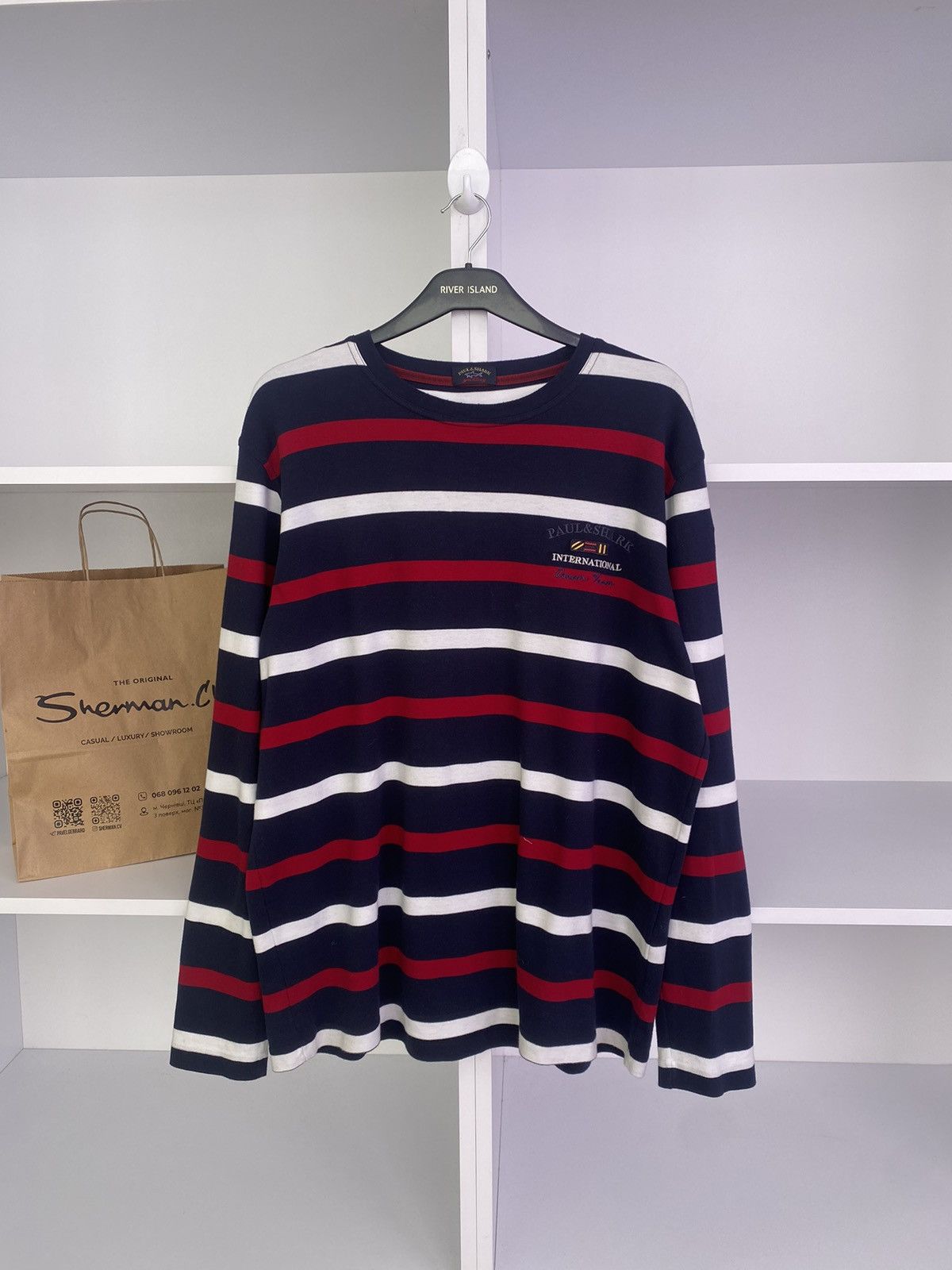 Paul & Shark × Vintage Vintage Paul Shark striped long sleeve shirt Size US XL / EU 56 / 4 - 2 Thumbnail