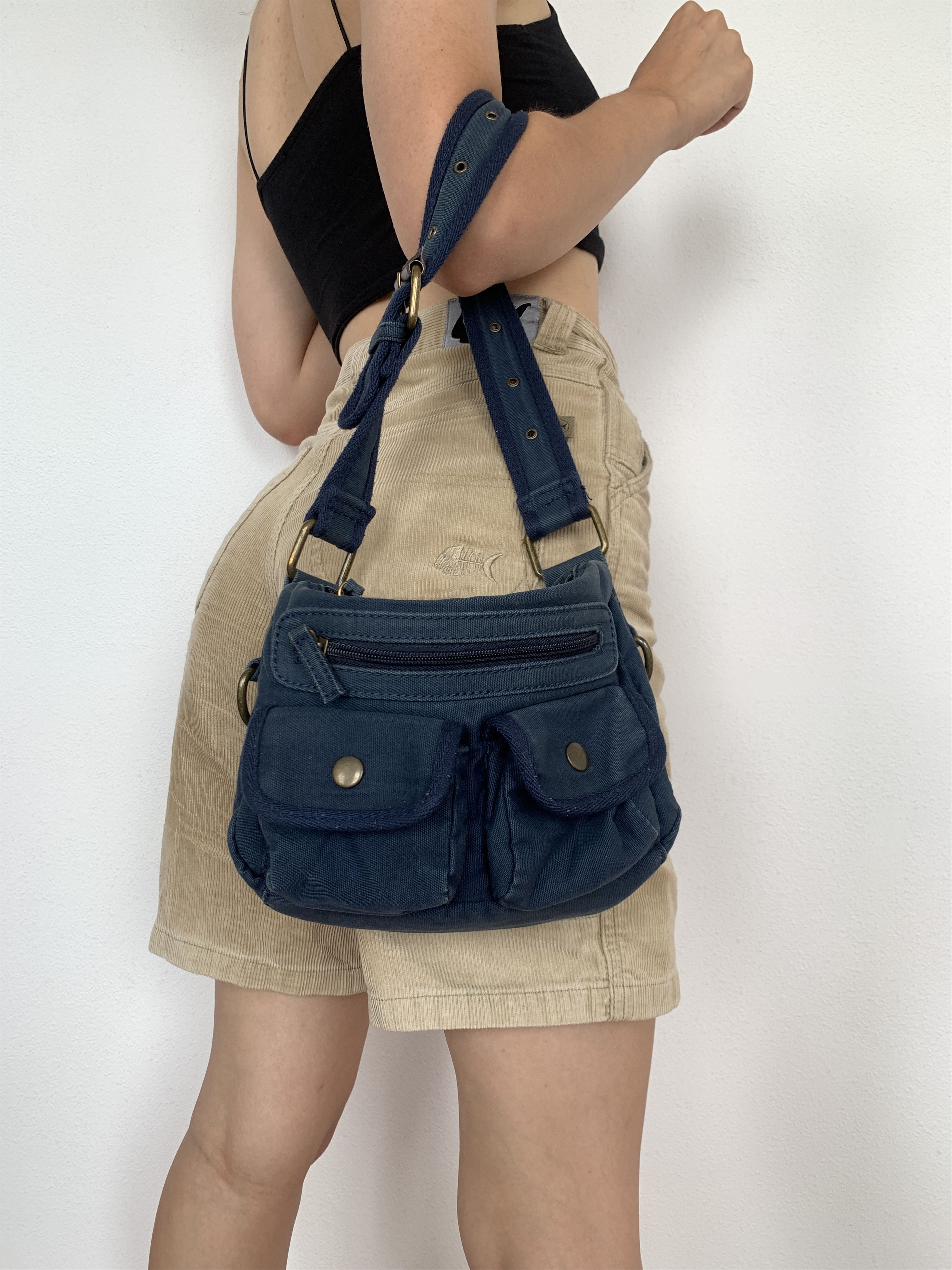 Avant Garde x Vintage Avantgarde Cargo Crossbody Shoulder Blue Bag, Women's