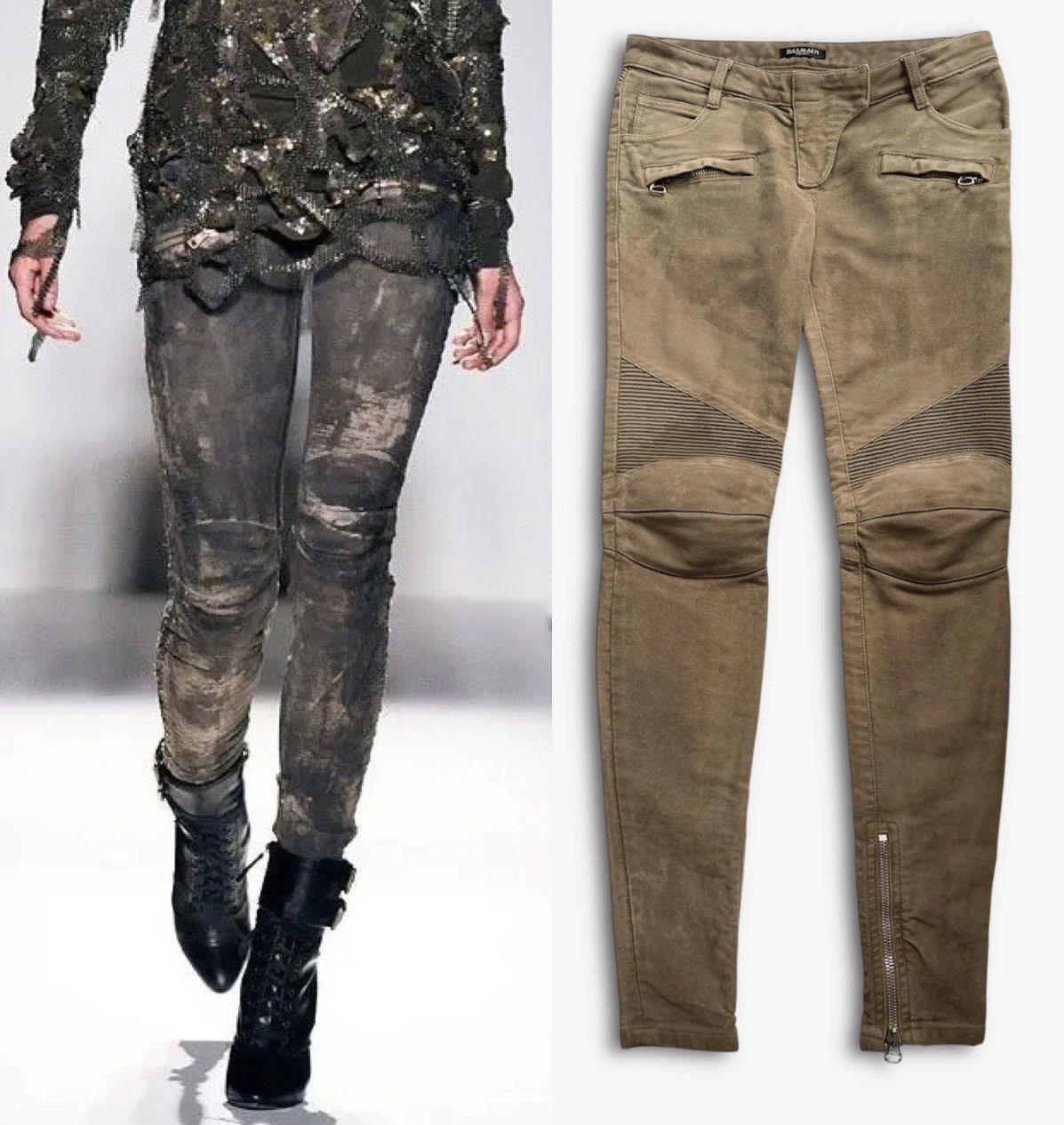 Balmain BALMAIN by Decarnin SS2010 Wax ‘Stain’ Biker Denim Zip Jeans Size US 28 / EU 44 - 1 Thumbnail