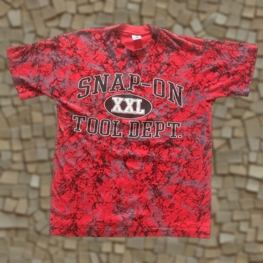 Fruit Of The Loom VINTAGE FRUIT OF THE LOOM T-SHIRT Shirt Men 80s 90s SNAP ON TOOL RACING USA AOP ALL OVER PRINT Red L Size US L / EU 52-54 / 3 - 1 Thumbnail