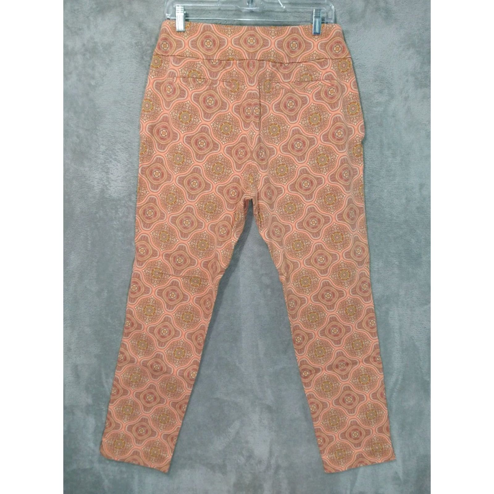 Soft Surroundings Soft Surroundings Pants Womens Medium Orange Ankle Skinny Stretch Bohemian City Preppy Pattern: Geometric Color: Orange Size: M Size 32" / US 10 / IT 46 - 2 Thumbnail