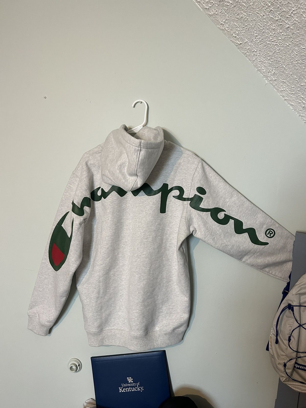 Champion × Supreme Supreme Champion Hooded Sweatshirt (SS18) | Grailed