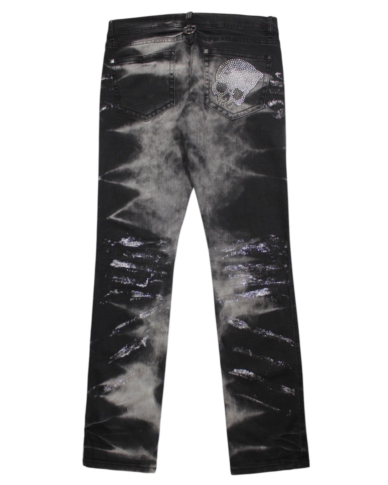 If Six Was Nine 2000S THE BLACK GENE SKULL JEANS Size US 30 / EU 46 - 2 Thumbnail